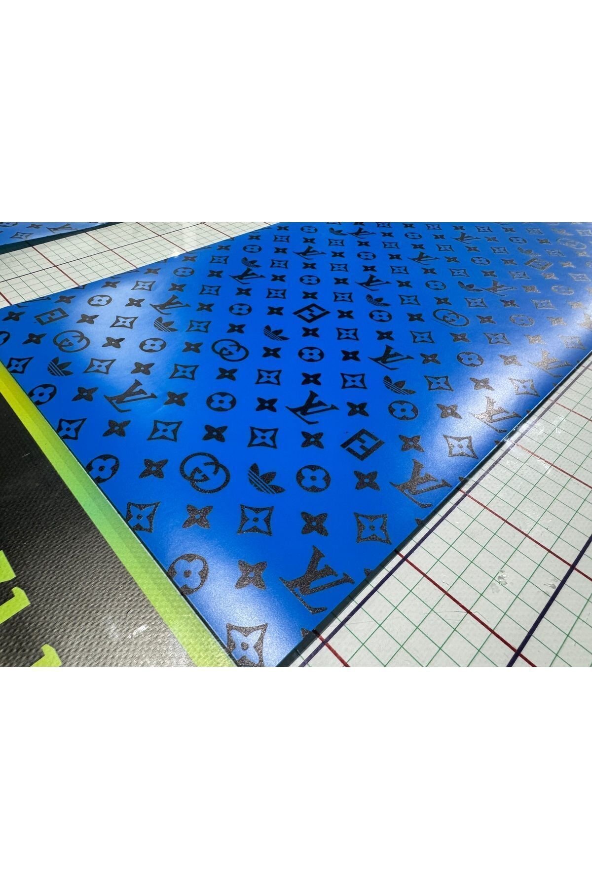 Araç Kapı Direk Kaplama Premium Mavi Folyo Üzeri Uv Baskı – 2 Adet (30X65 CM)