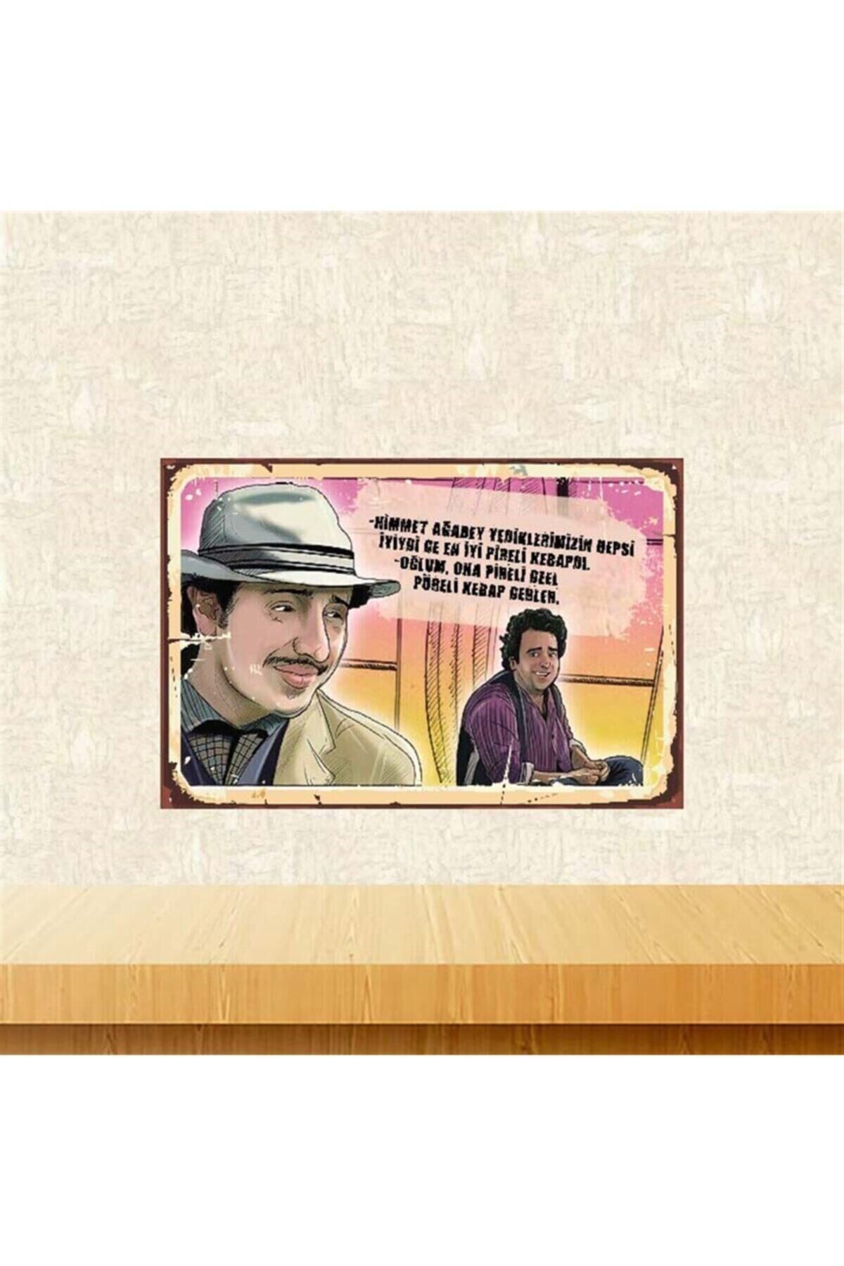 Zeki İle Metin En İyi Pireli Kebapdı Retro Ahşap Poster 20x30 cm