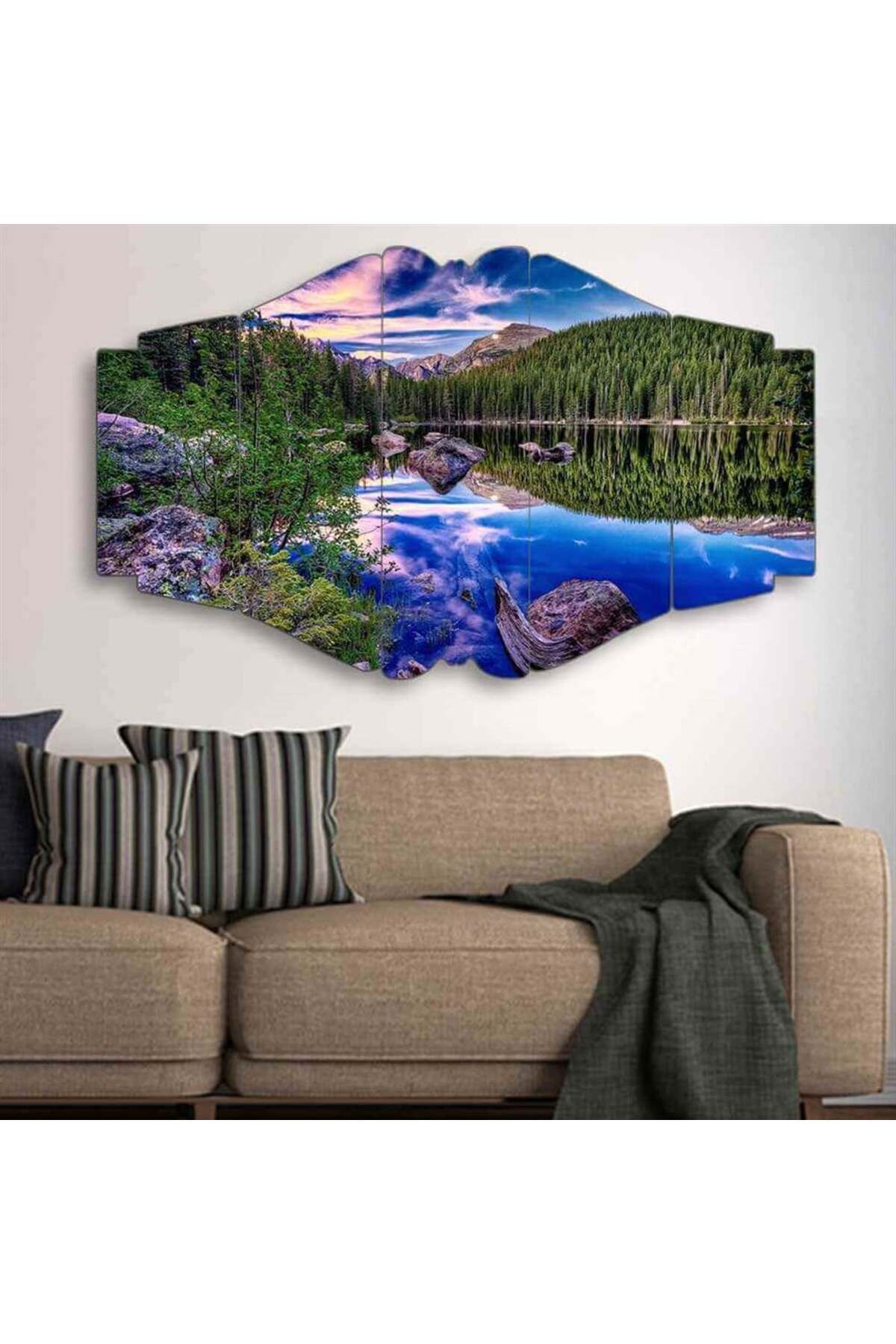 Doğanın Sessiz Yansıması - 5 Parçalı Manzara Tablo