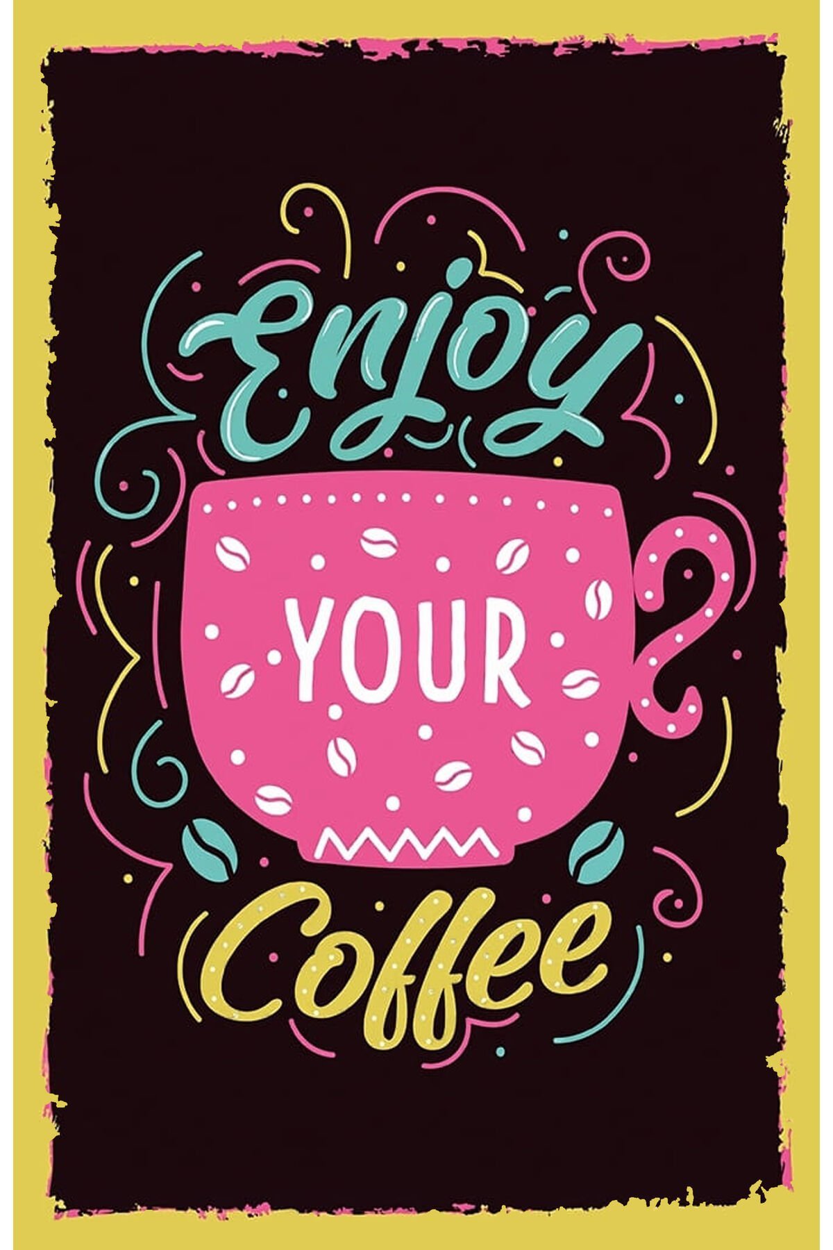 Çay ve Kahve Tasarımlı Ahşap Poster