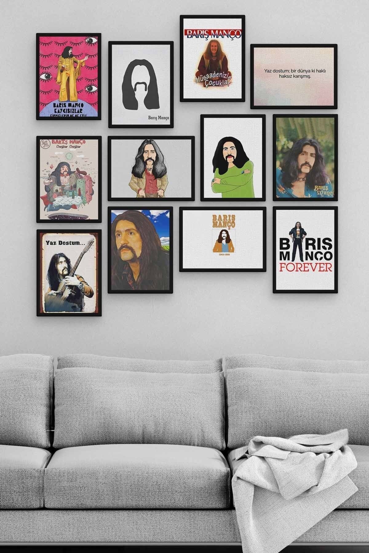 Barış Manço 12 Parça Ahşap Mdf Tablo Zlltb154