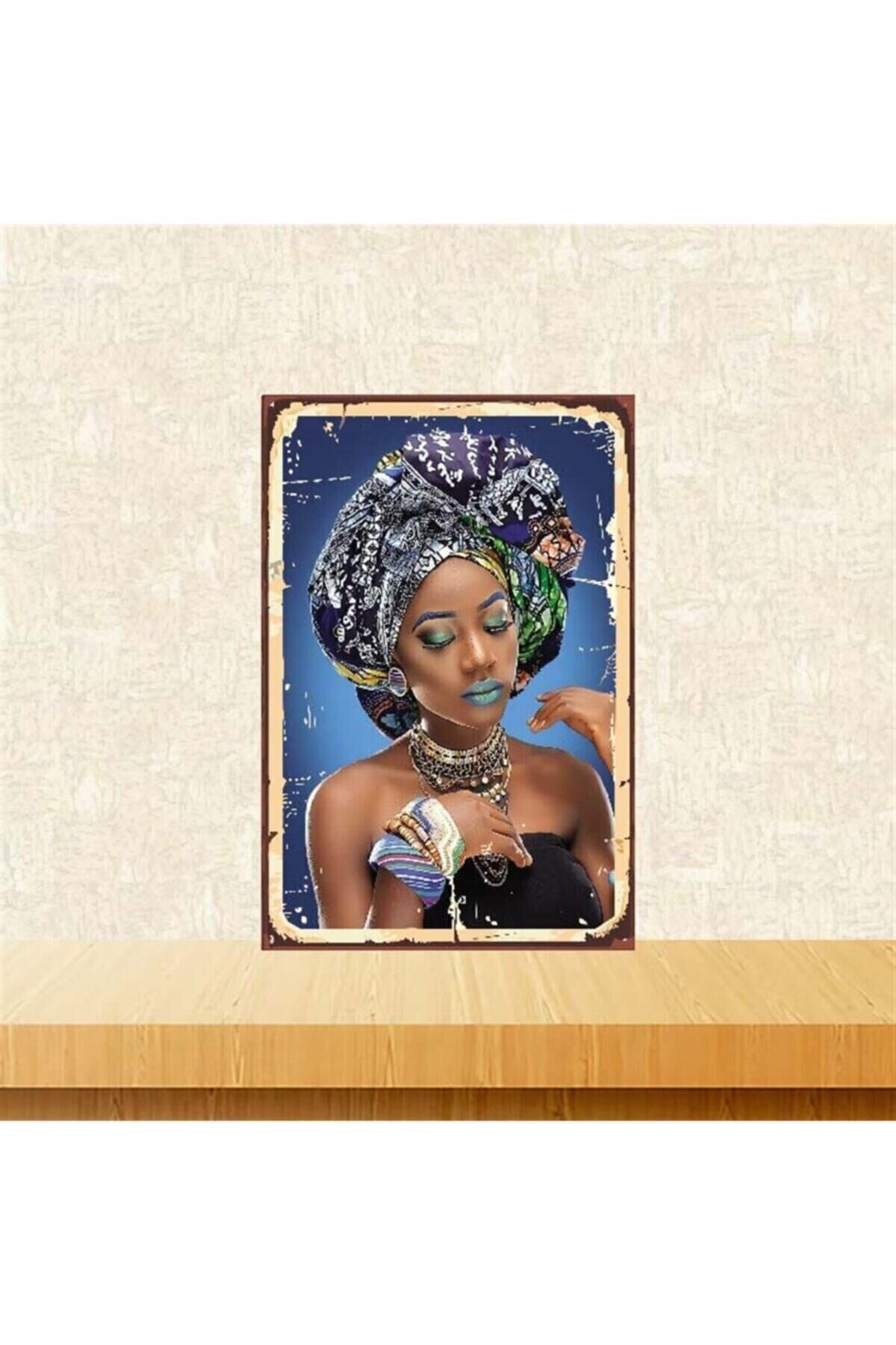 Kadın Tasarımlı Retro Ahşap Poster