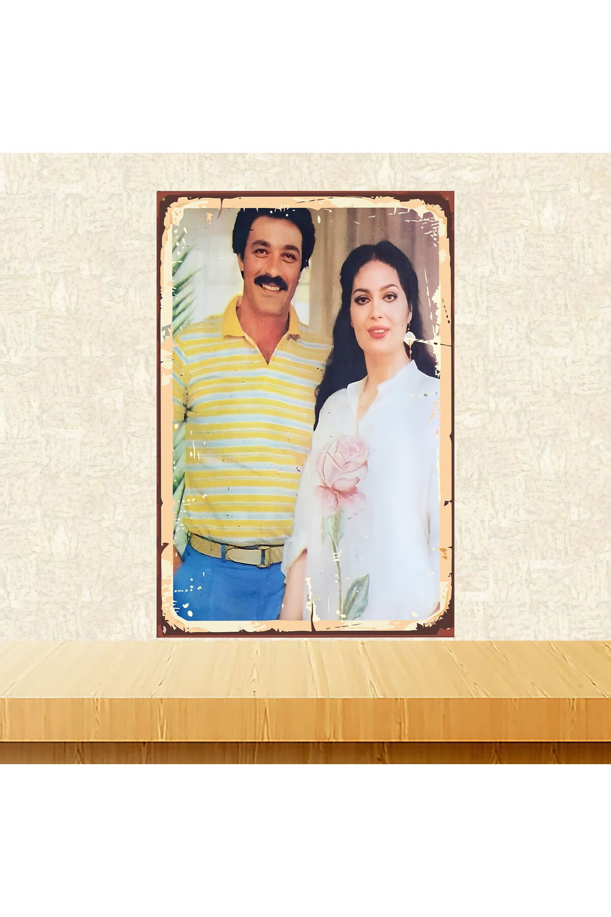 Kadir İnanır Türkan Şoray Temalı 20 x 30 Cm MDF Ahşap Duvar Tablosu