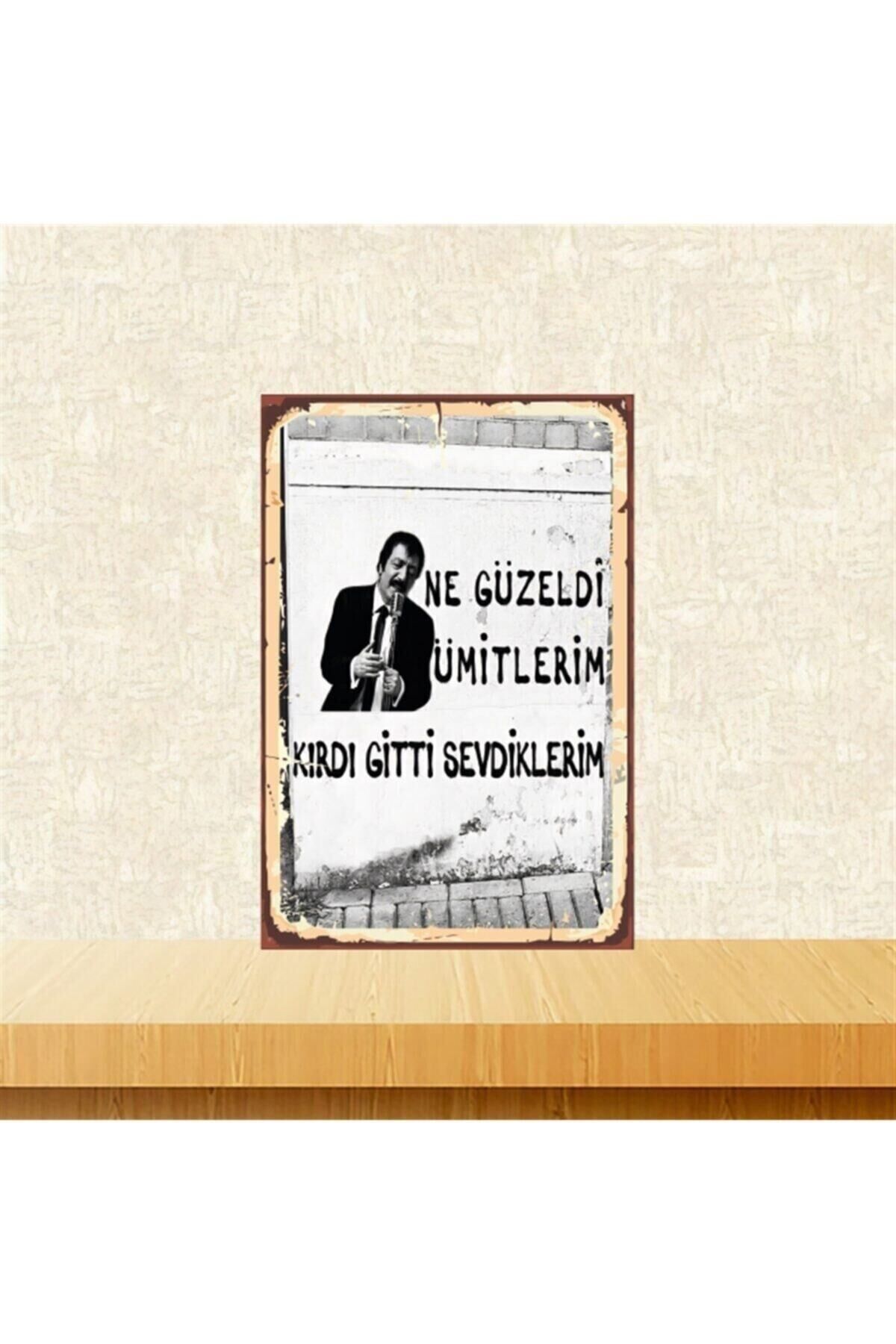 Ne Güzeldi Ümitlerim Kırdı Gitti Sevdiklerim Tasarımlı 20-30 Cm Retro Ahşap Tablo Tkfx6048