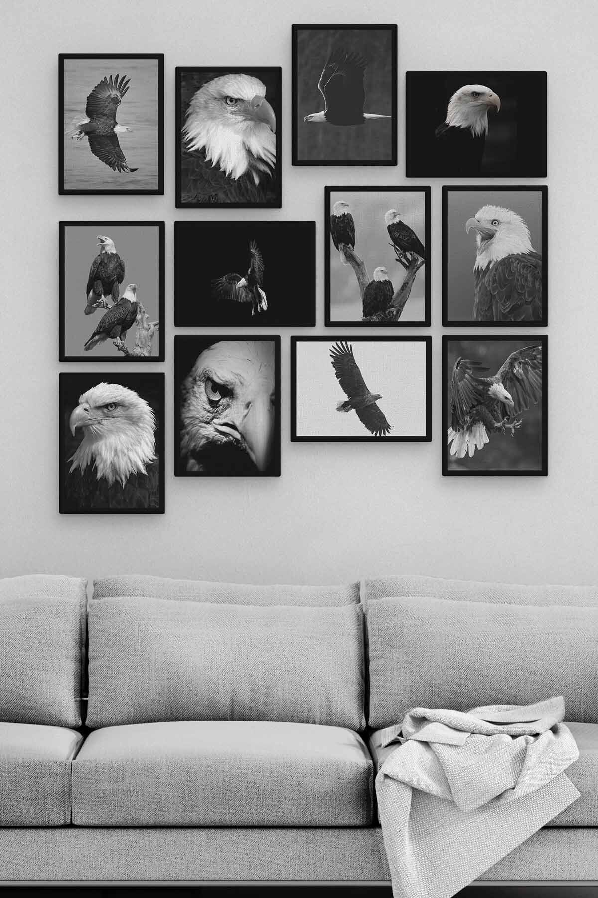 Kartal 12 Parça Ahşap Mdf Tablo Zlltb191