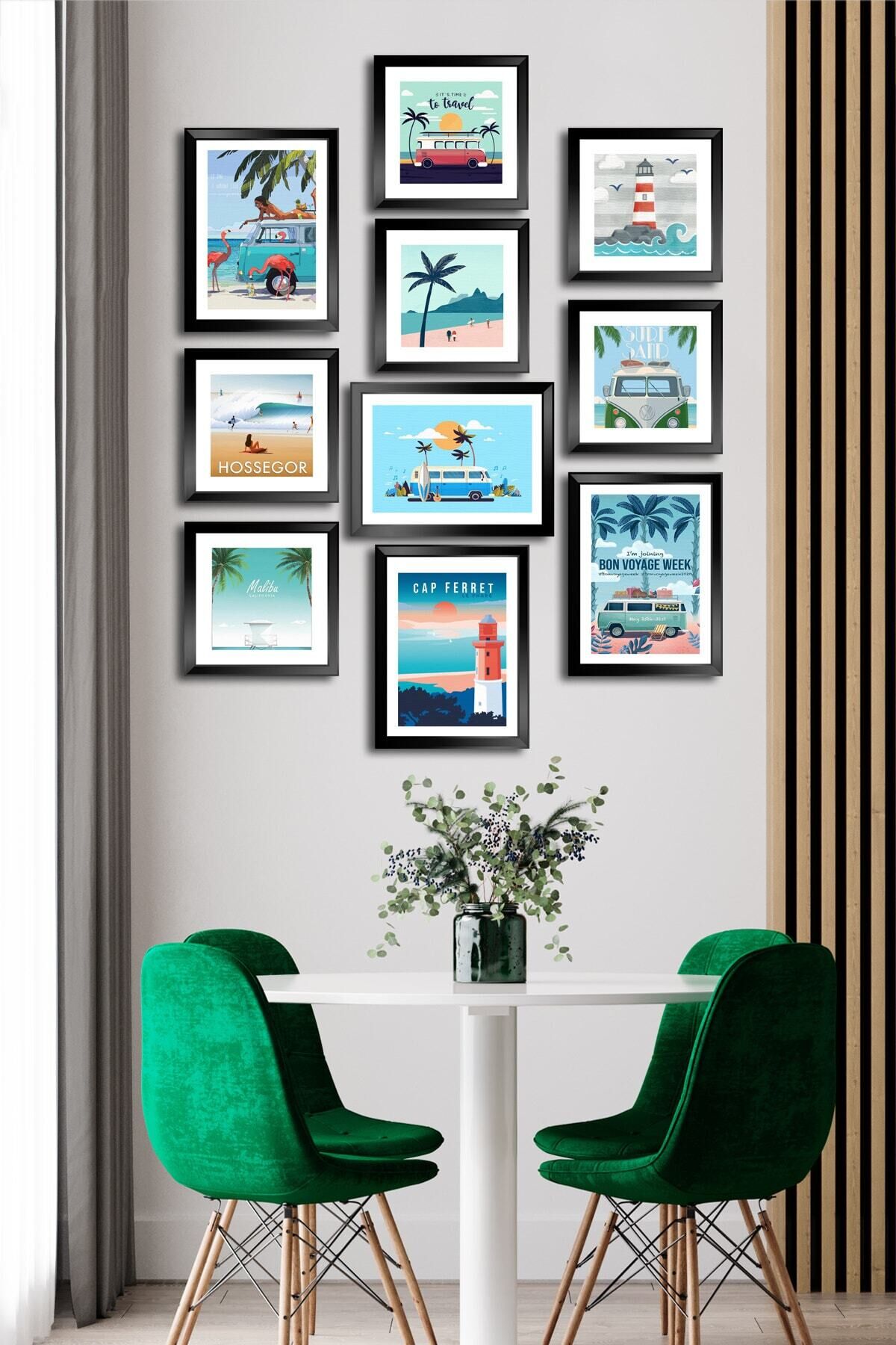 10 Parçalı Çerçeve Görünümlü Mdf Tablo Seti Flm140