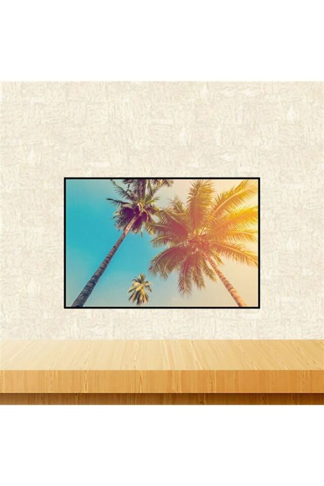 Palmiye Manzarası Tasarımlı Retro Ahşap Tablo 20-30 Cm Tkfx5962
