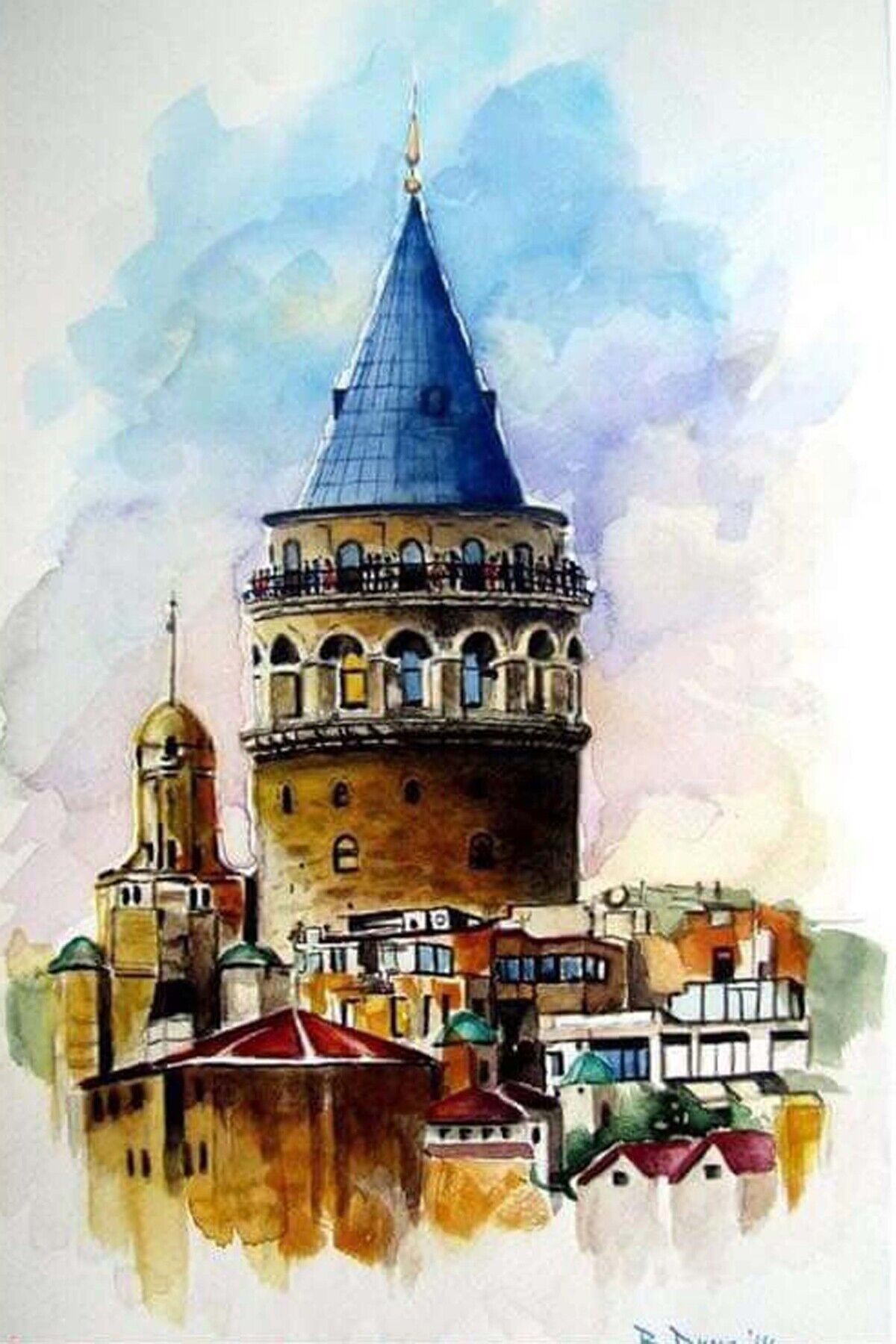 Galata Kulesi Tasarımlı Ahşap Poster