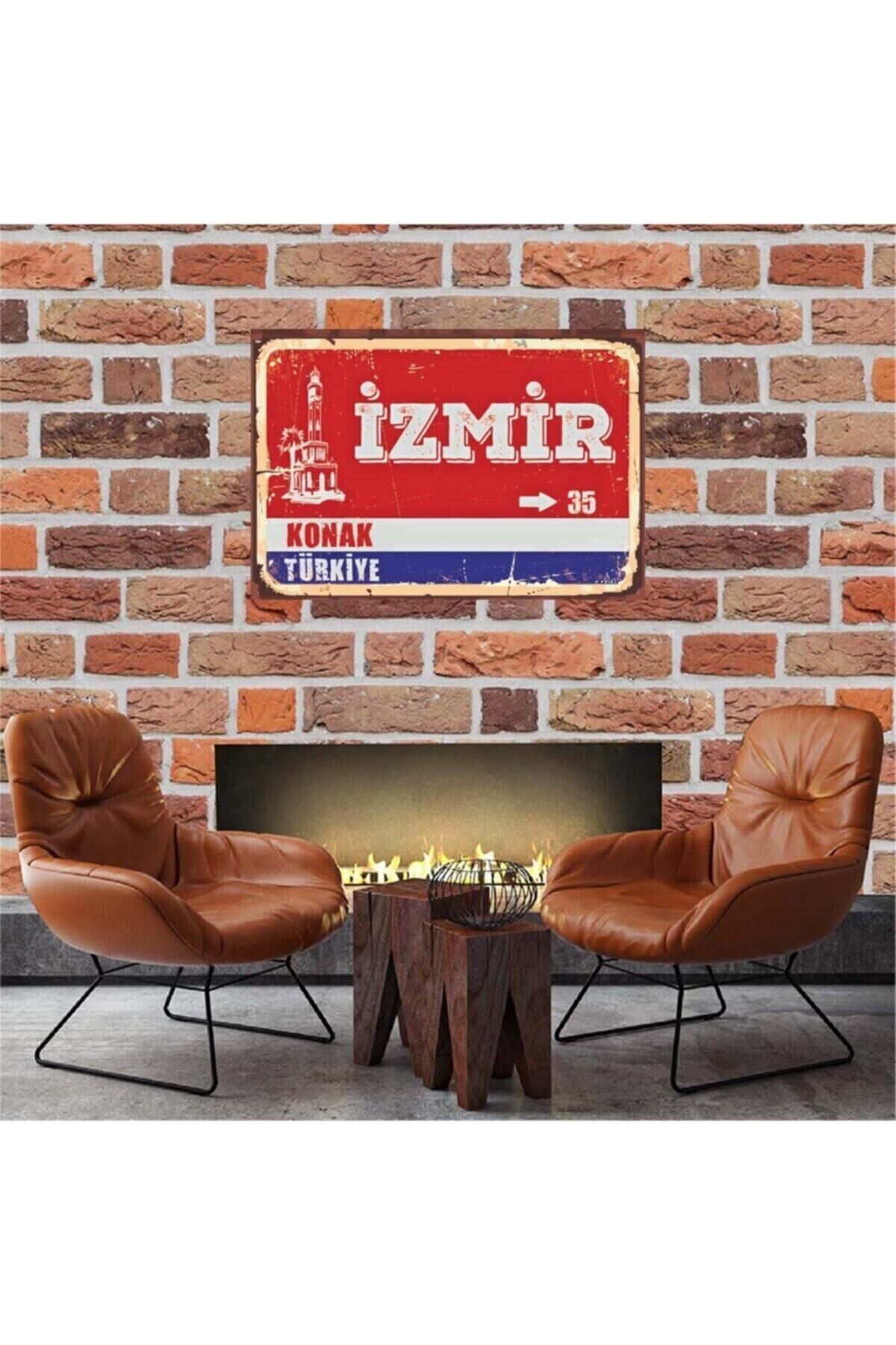 Izmir Konak 30*45 Cm Retro Ahşap Tablo Tkfx4150