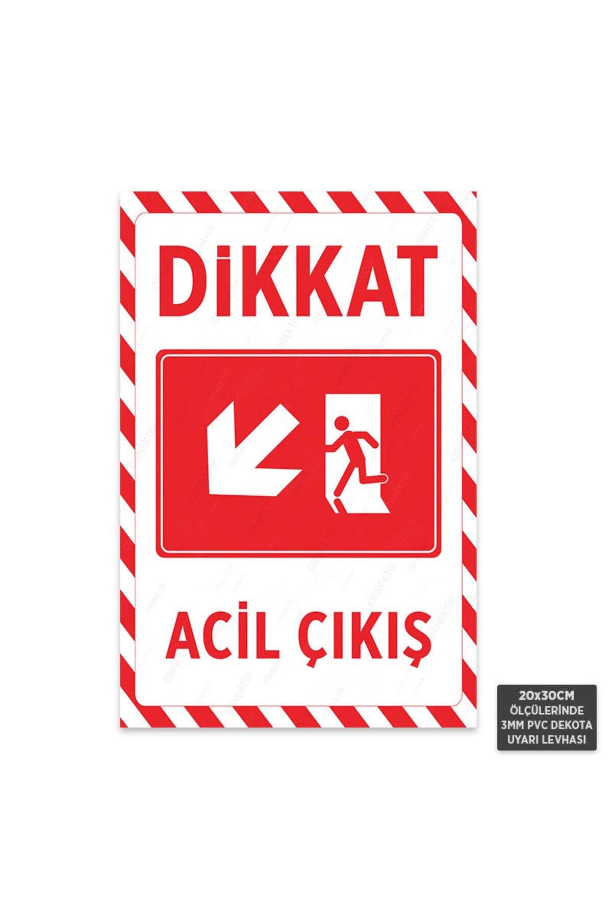 U1219 - Acil Çıkış Sol Yöne Aşağı Dekota Uyarı Levhası (20x30cm)