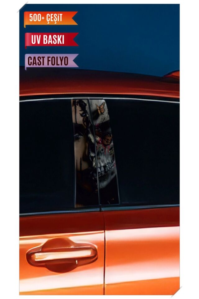 Araç Kapı Direk Kaplama Folyosu Desenli (Sağ Sol Takım) (2 Adet) - 22x50 Cm