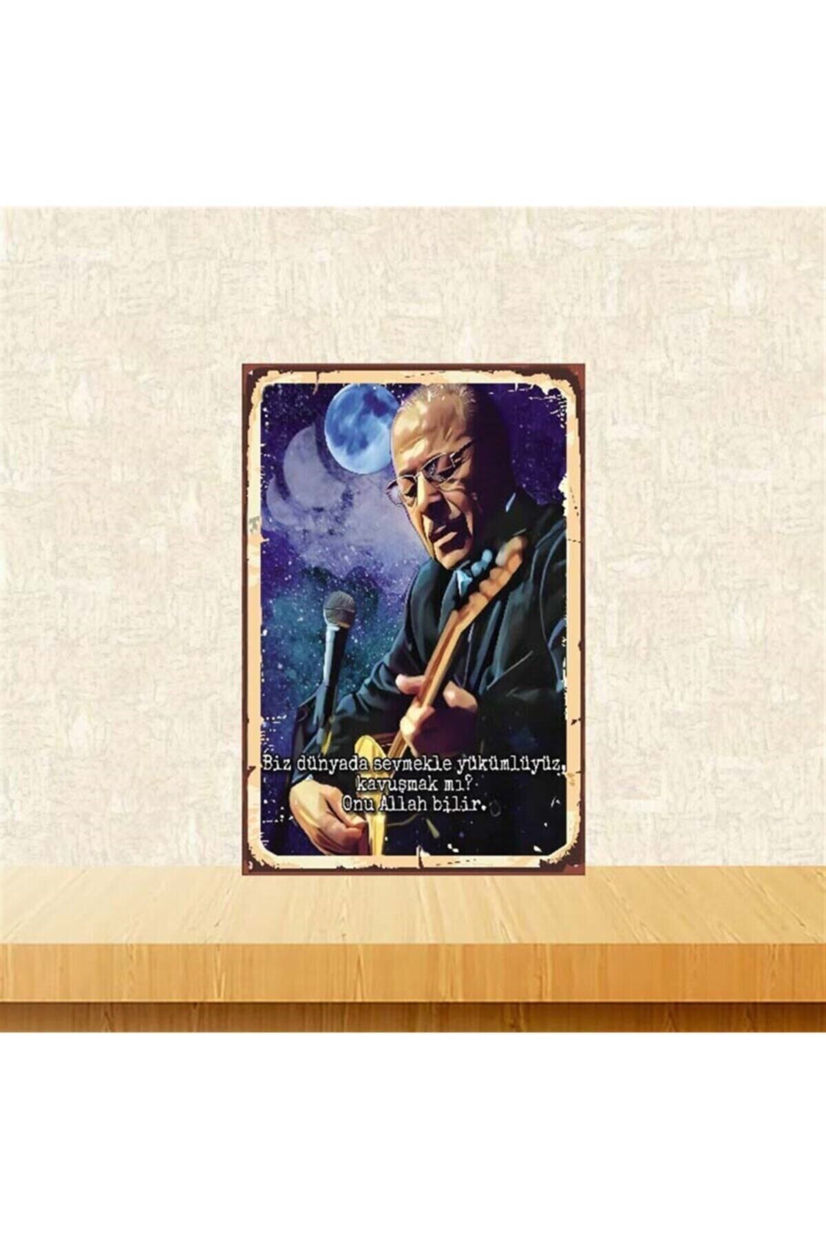 Sevmekle Yükümlüyüz Neşet Ertaş Retro Ahşap Poster