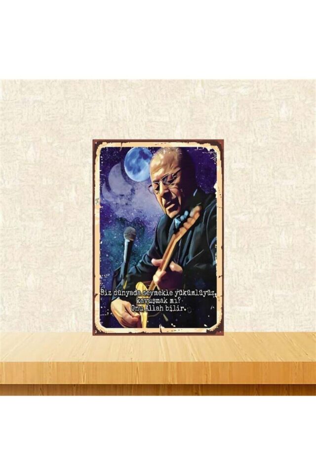 Sevmekle Yükümlüyüz Neşet Ertaş Retro Ahşap Poster