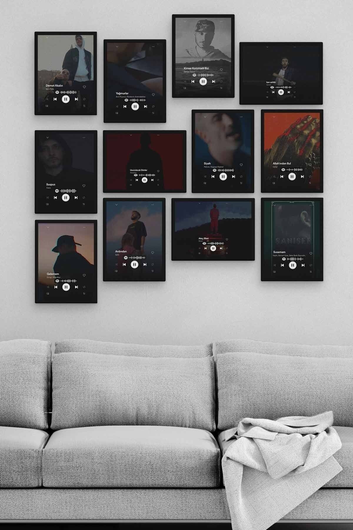 Rap Spotify 12 Parça Ahşap Mdf Tablo Zlltb164