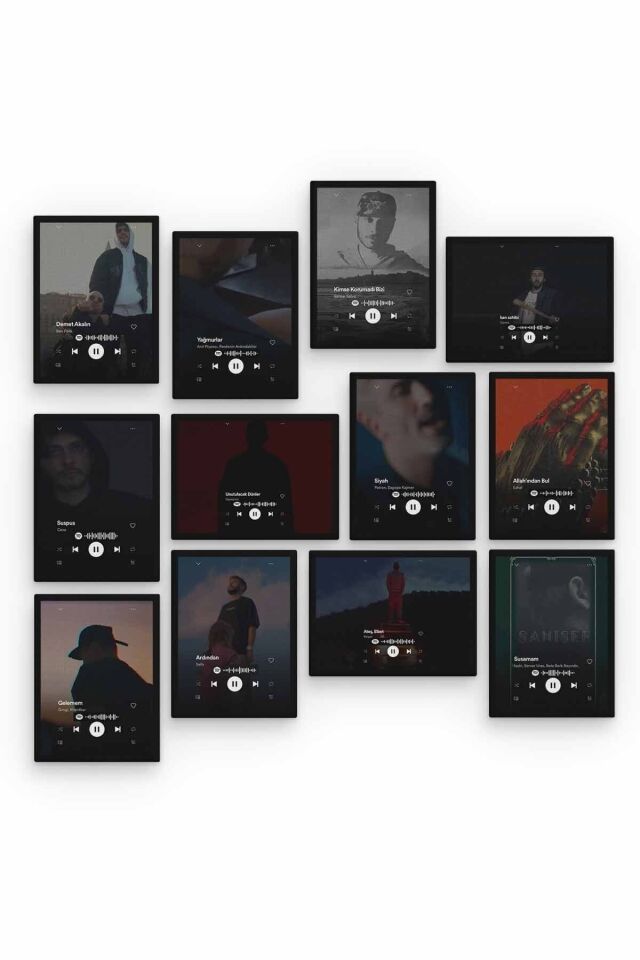 Rap Spotify 12 Parça Ahşap Mdf Tablo Zlltb164