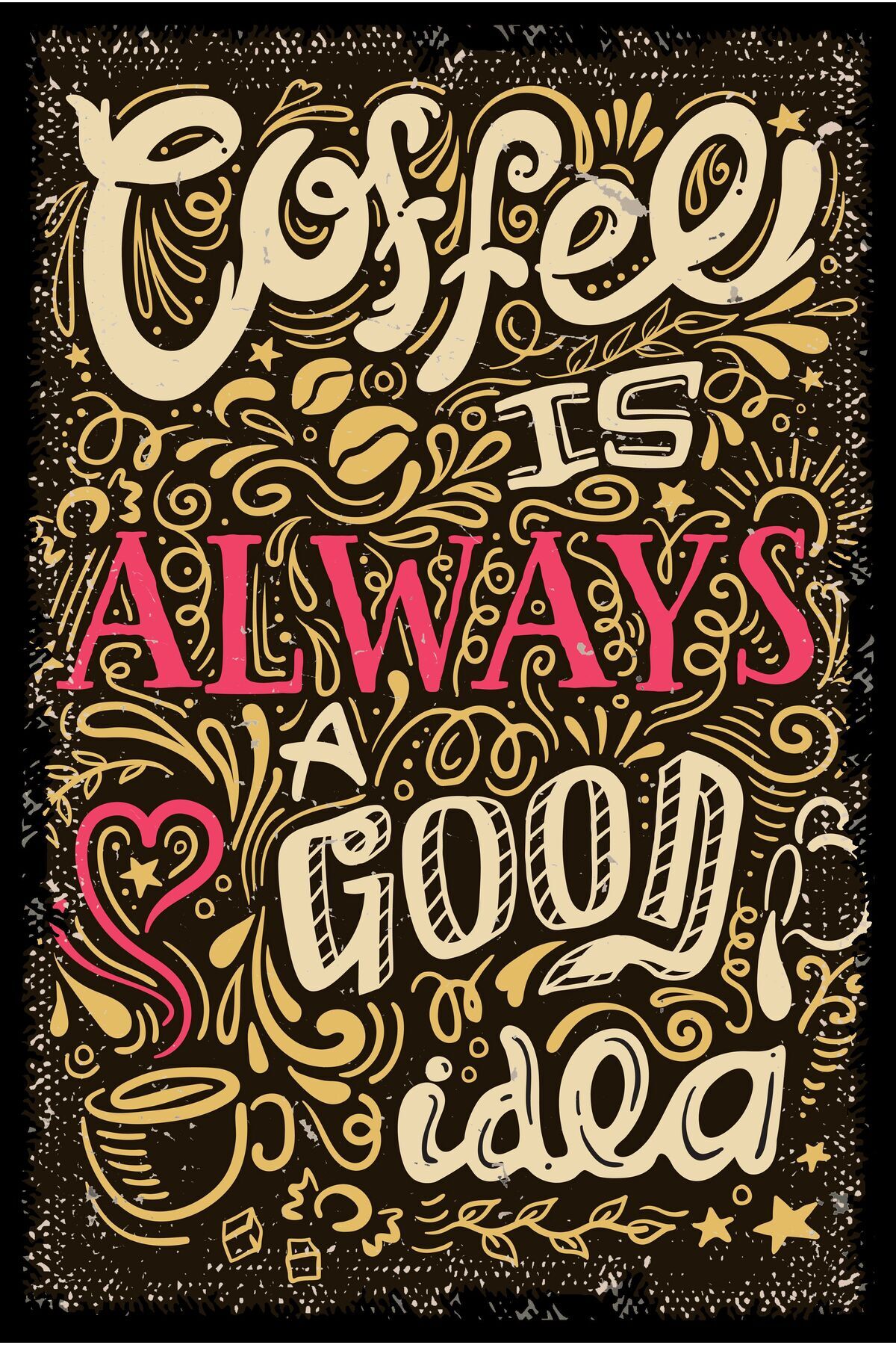 Çay ve Kahve Tasarımlı Ahşap Poster