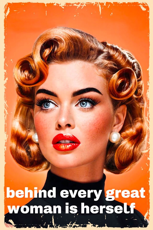 Kadın Görselli Retro Ahşap Poster (20x30)