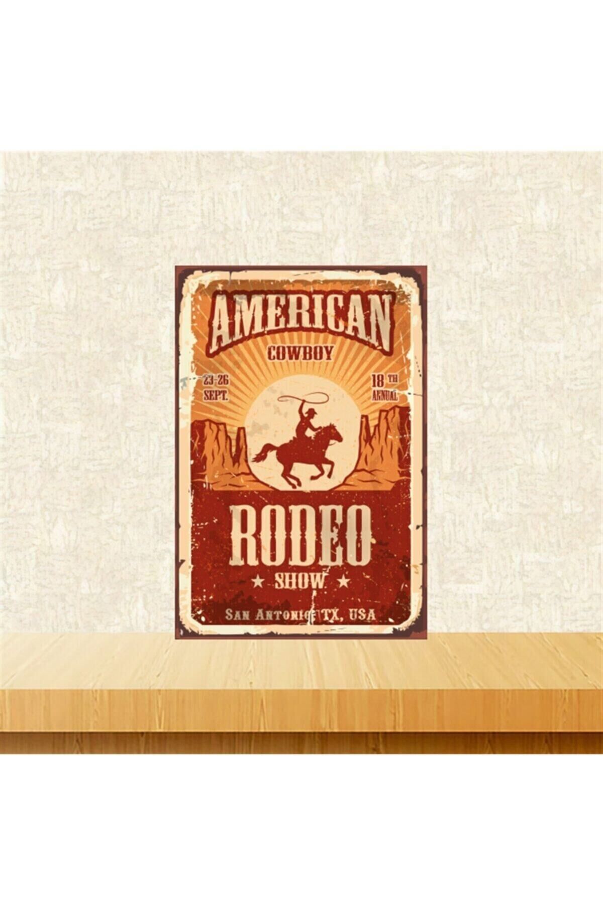 American Cowboy 20-30 Cm Retro Ahşap Tablo Tkfx5104