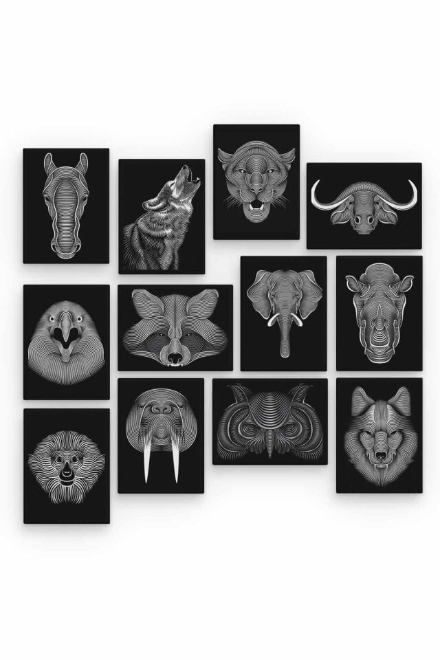 Ilüzyon 12 Parça Ahşap Mdf Tablo Zlltb224