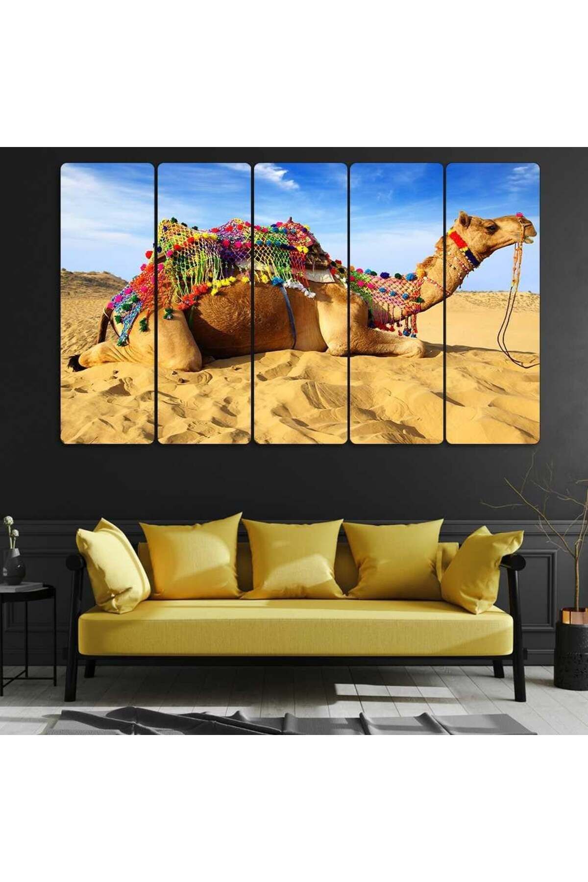 Deve, Renkli Eyer, Çöl - 5 Parçalı Tablo