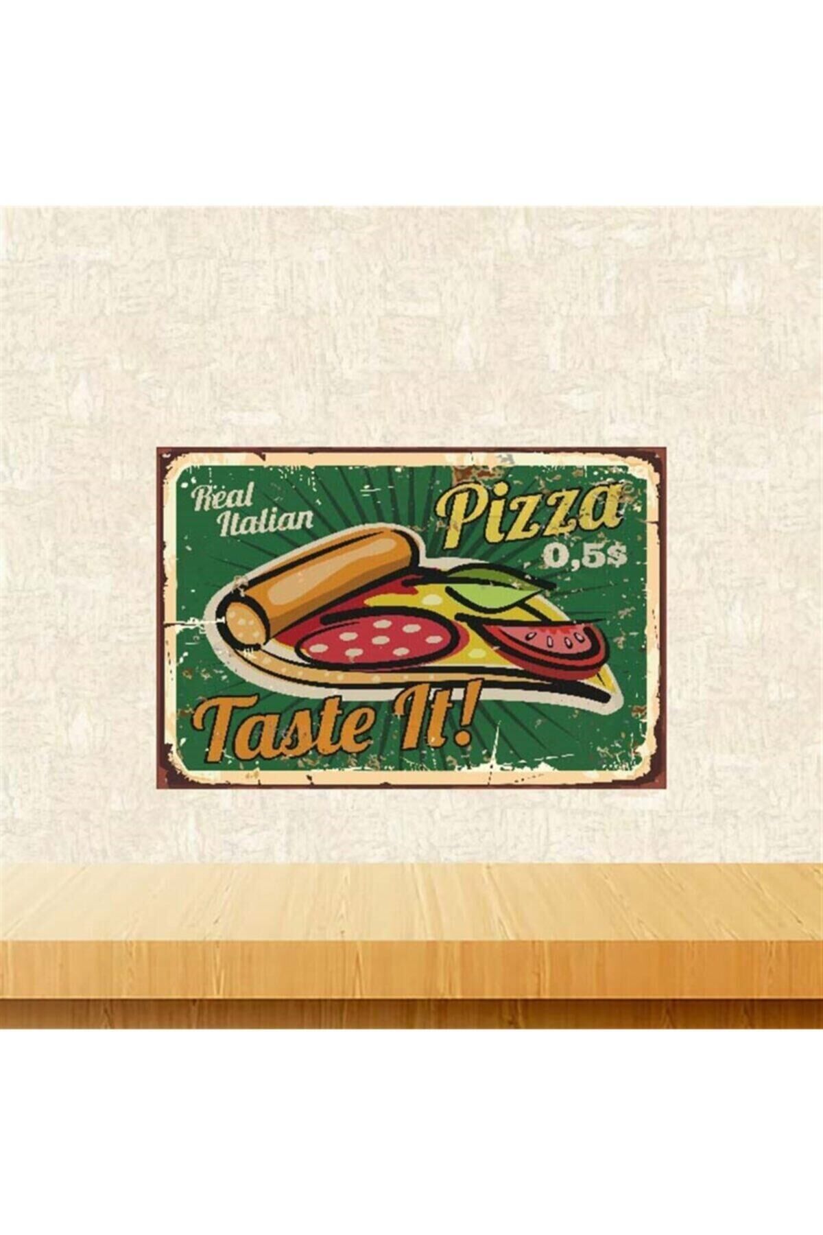 Pizza 20-30 cm Retro Ahşap Poster Tkfx4035