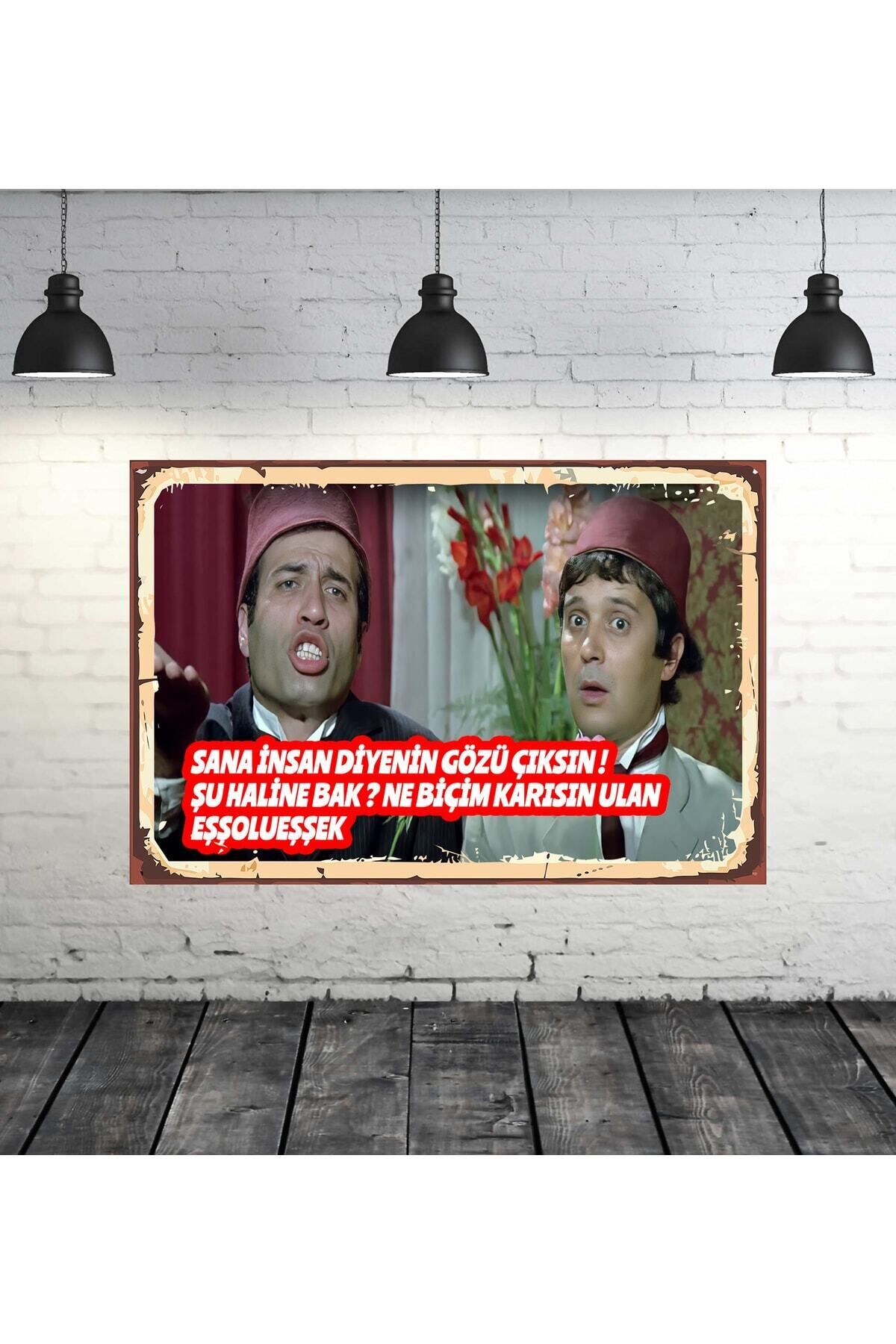 Ne Biçim Karısın Ulan Eşşolueşşek Süt Kardeşler Replikleri 20x30 Cm Retro Ahşap Tablo