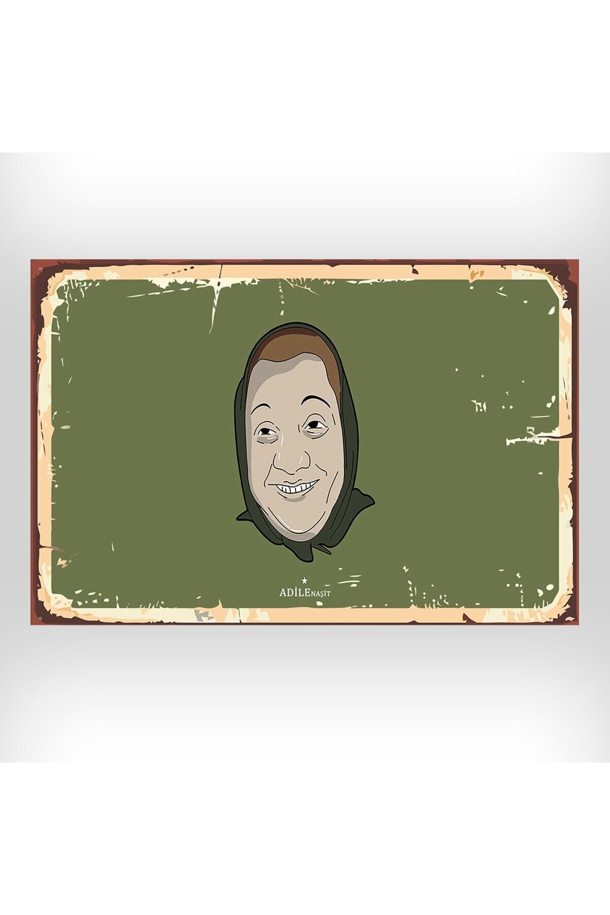 Adile Naşit Tasarımlı 20x30 Cm Retro Ahşap Tablo