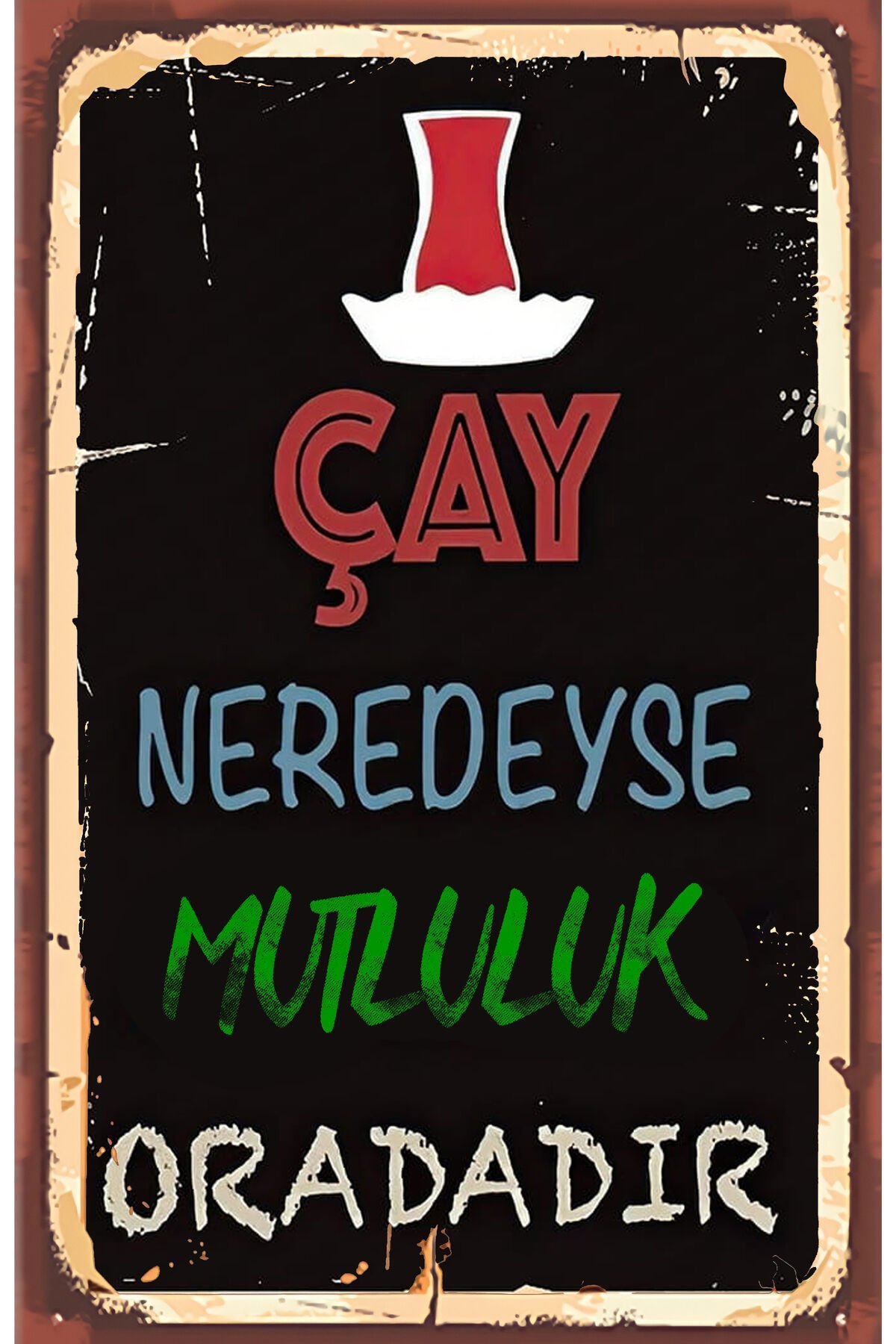 Çay ve Kahve Tasarımlı Ahşap Poster