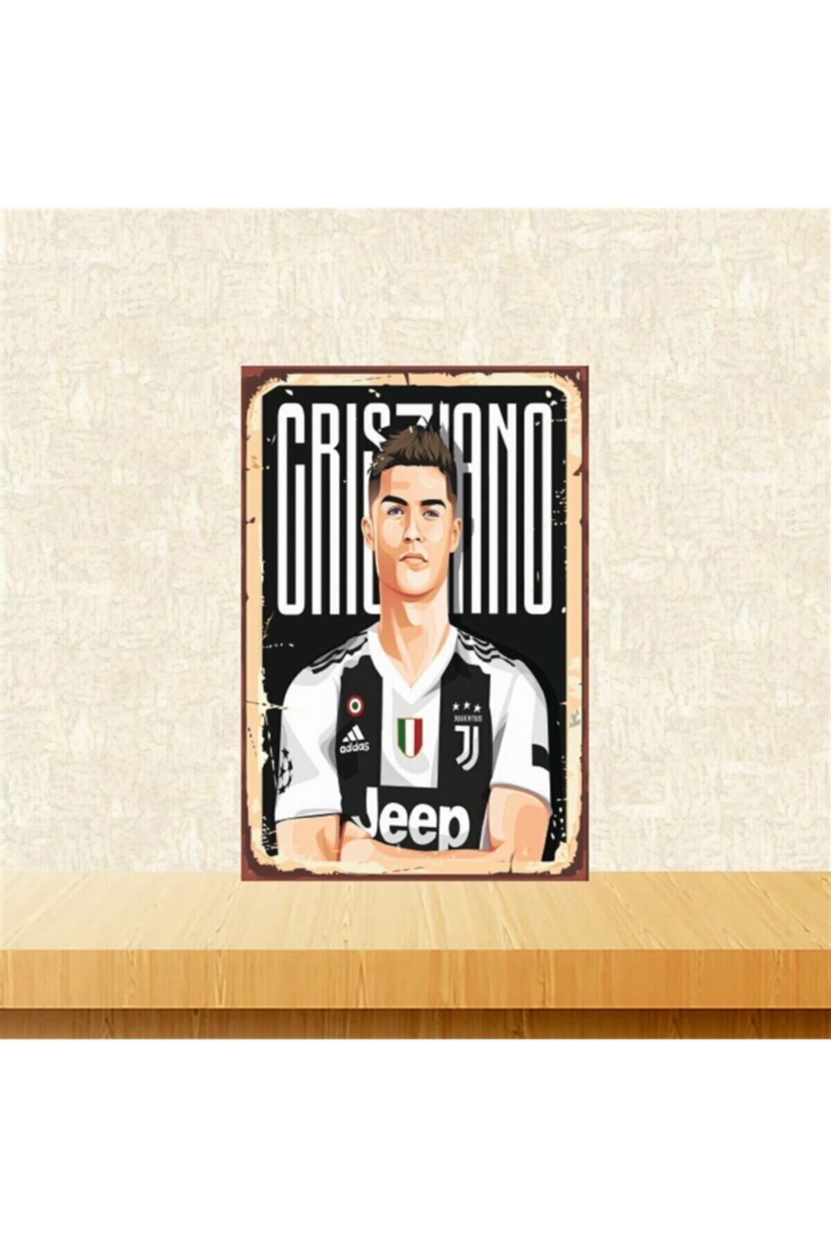 Cristiano Ronaldo Tasarımlı Retro Ahşap Tablo Tkfx5877 20-30 Cm