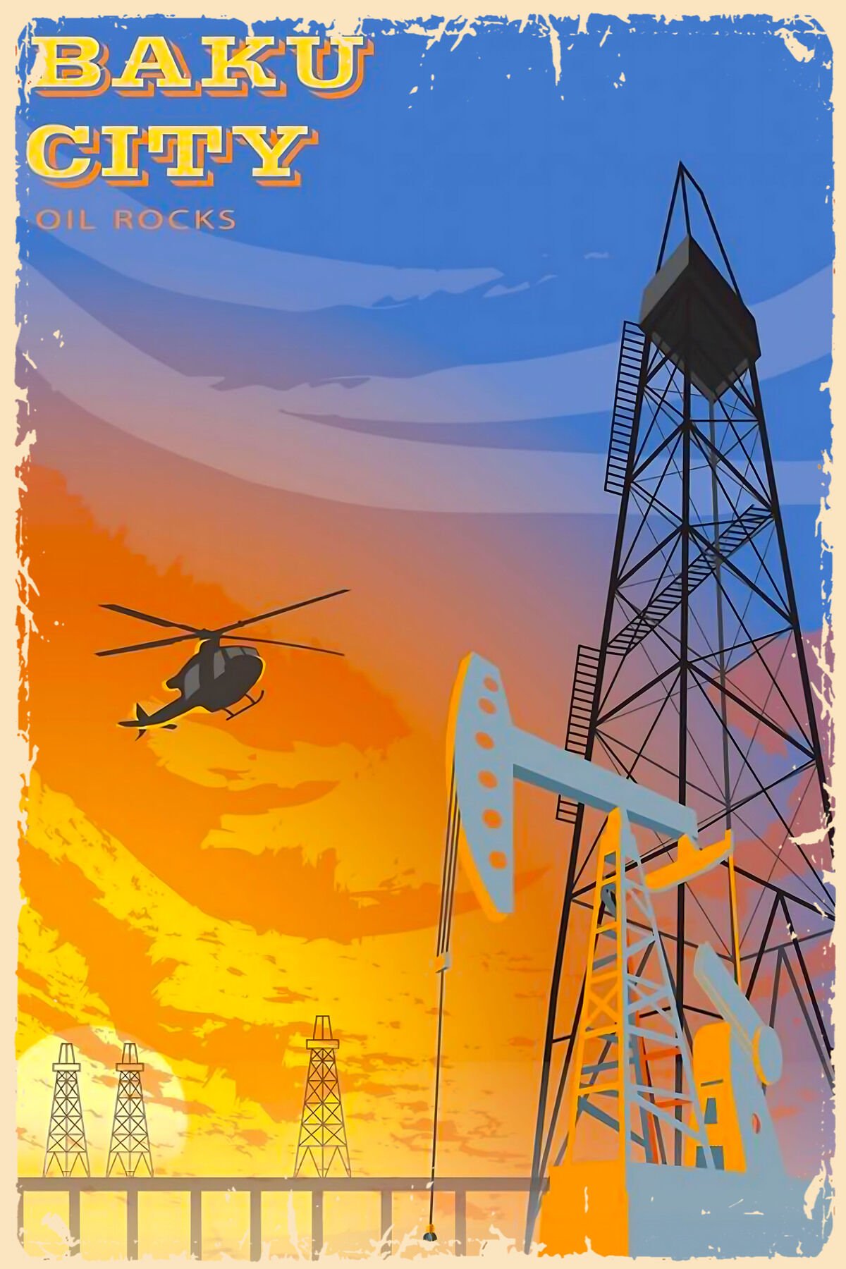 Azarbaıjan Baku Cıty Ahşap Poster (20x30)