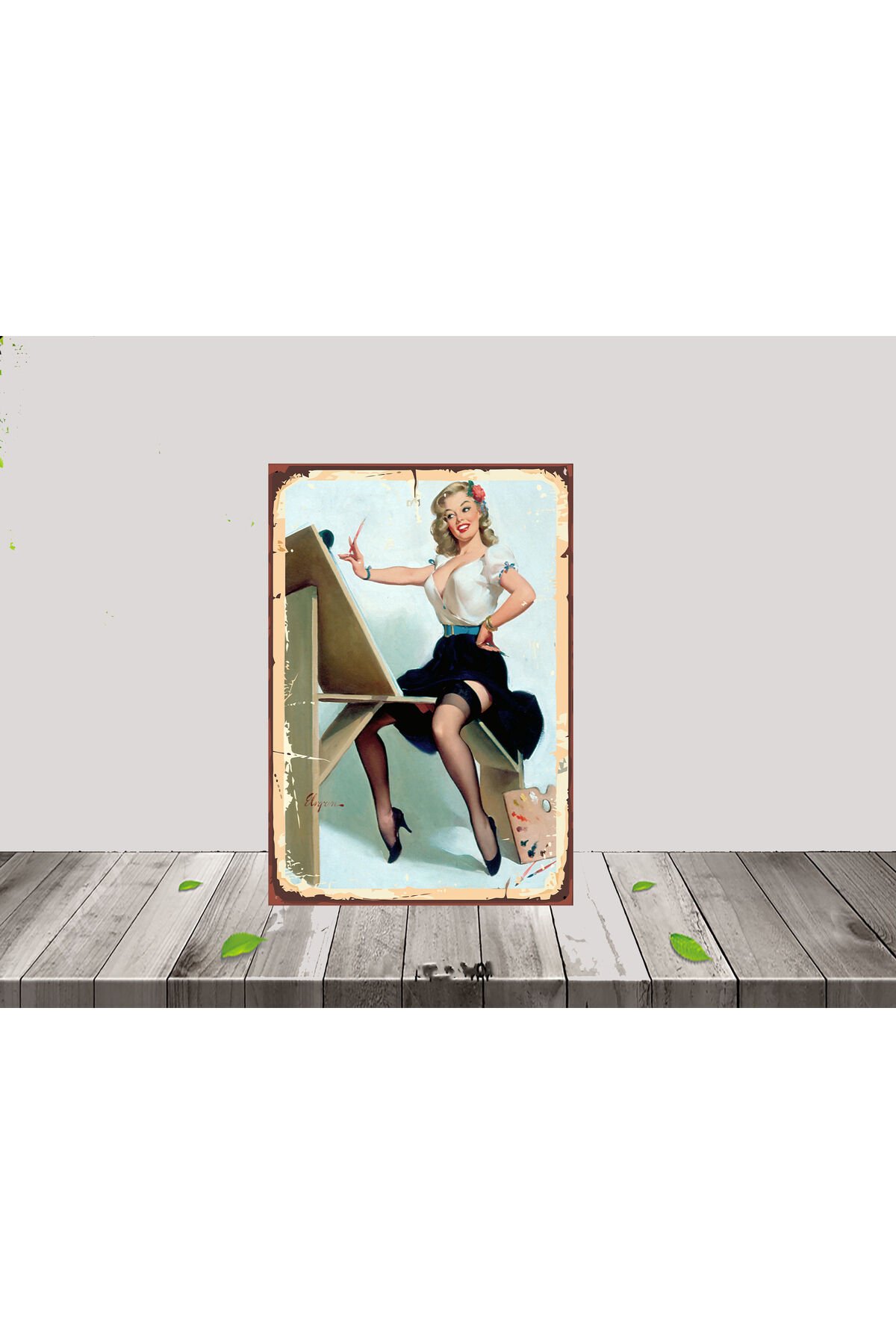 Kadın Temalı 20x30 CM Retro MDF Tablo 018