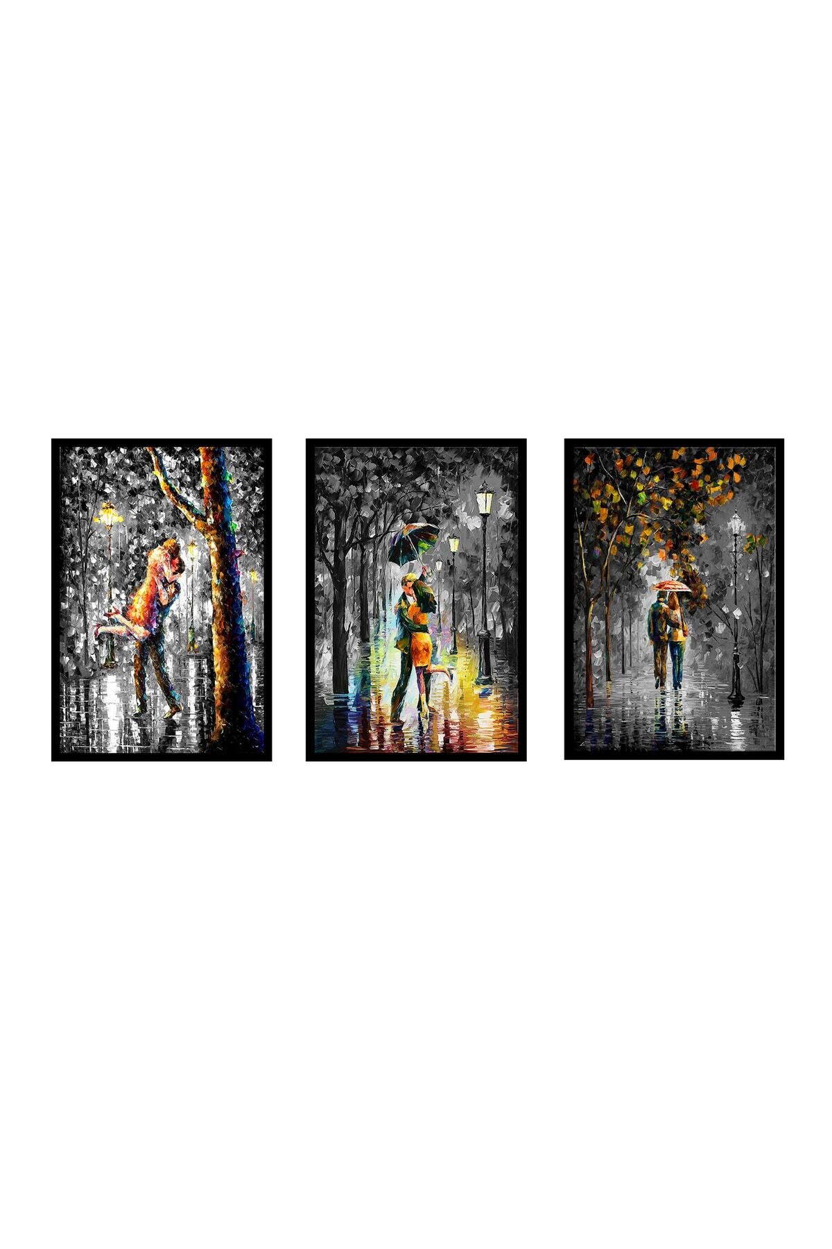 Aşk Temalı 3 Adet 20x30 Cm Ahşap Tablo