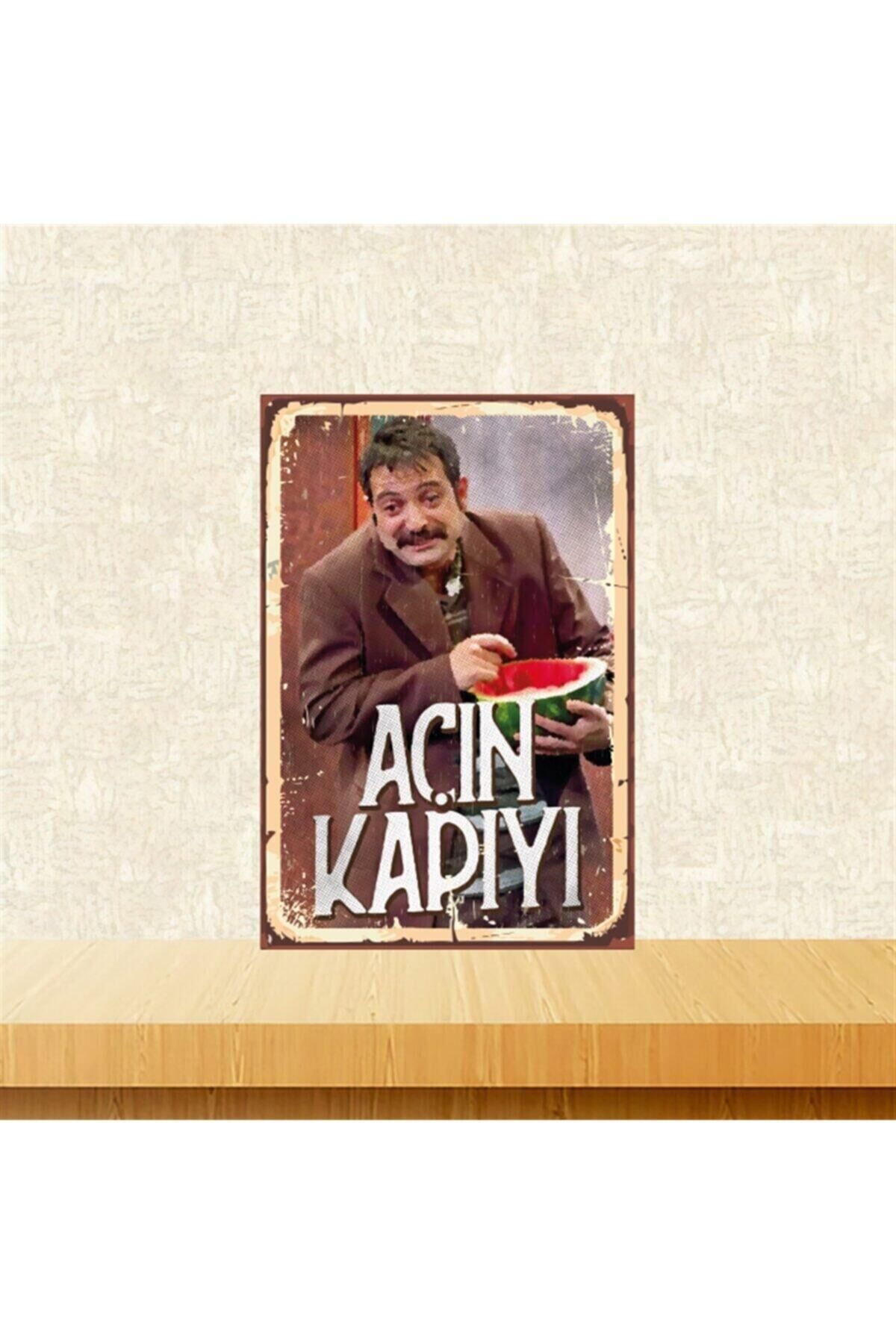 Nejdet Açın Kapıyı 20-30 Cm Retro Ahşap Poster Tkfx4488