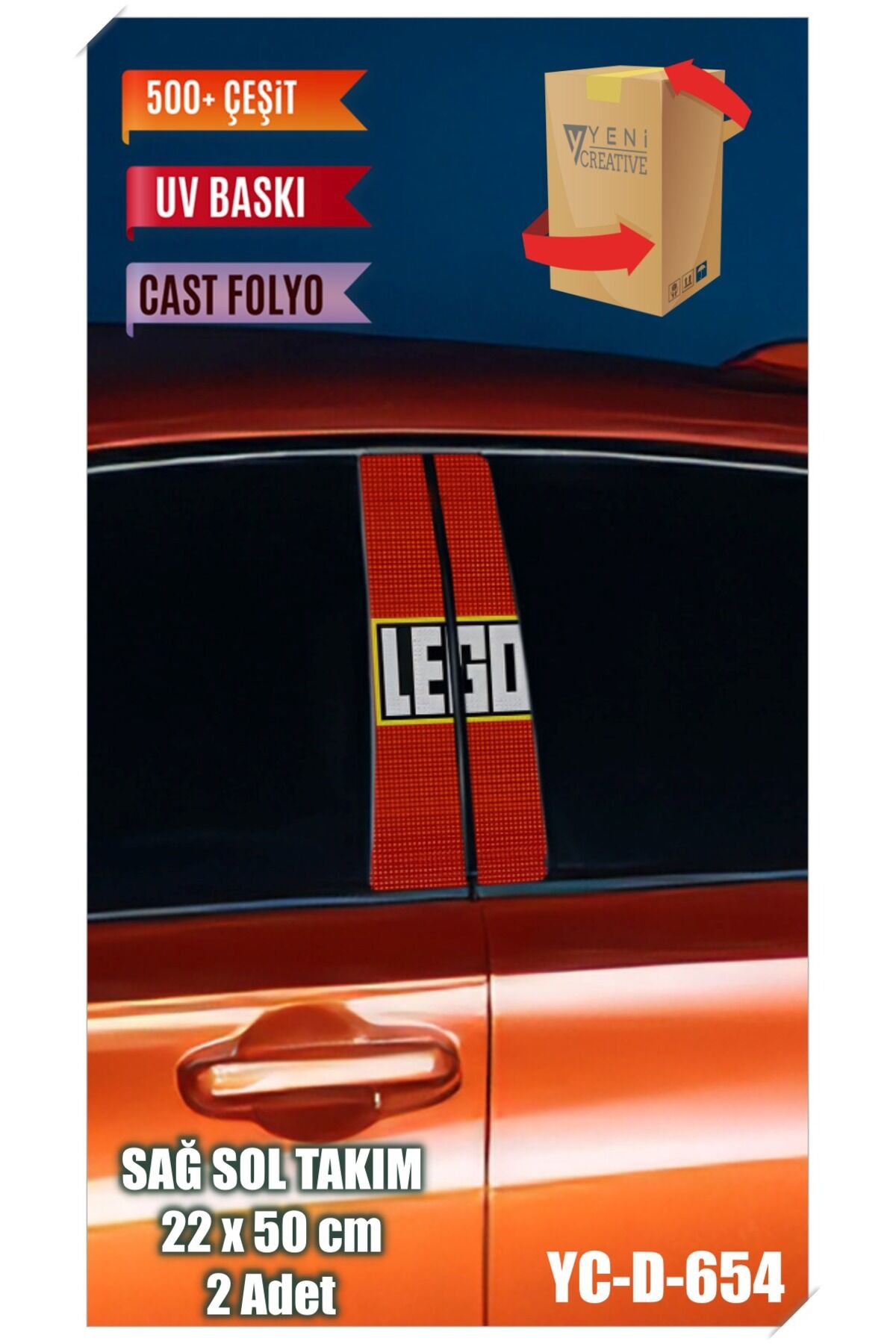 Araç Kapı Direk Kaplama Folyosu Lego Desenli (SAĞ SOL TAKIM) (2 ADET) - 22x50 Cm