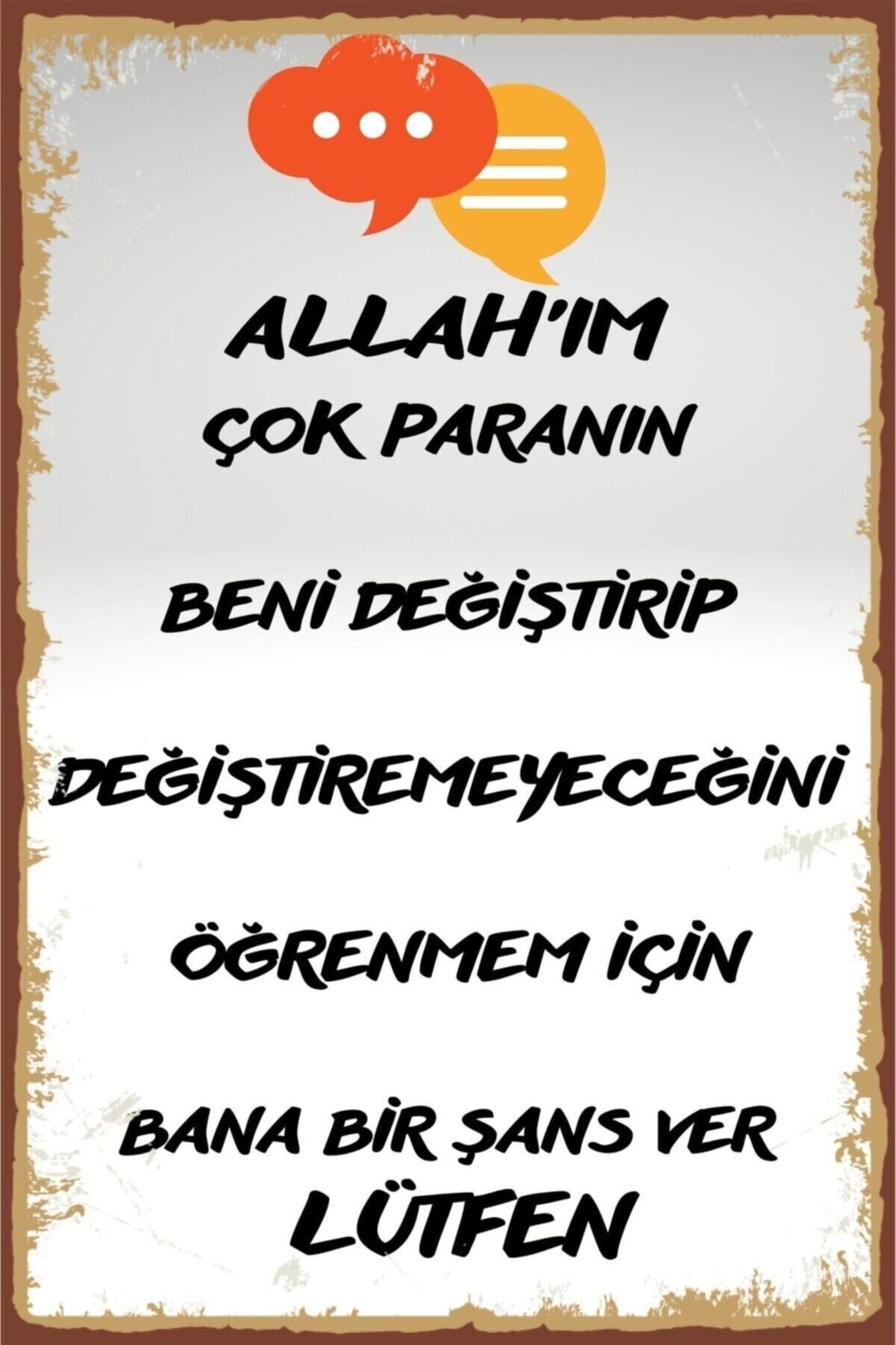 Duvar Yazıları Bir Şans Lütfen Retro Ahşap Poster