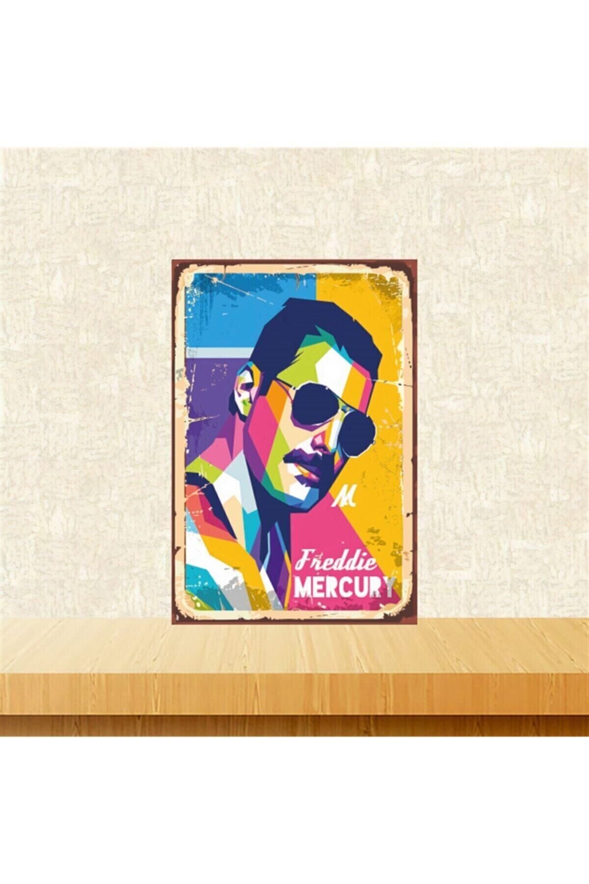 Freddie Mercury 20-30 Cm Retro Ahşap Tablo Tkfx4702