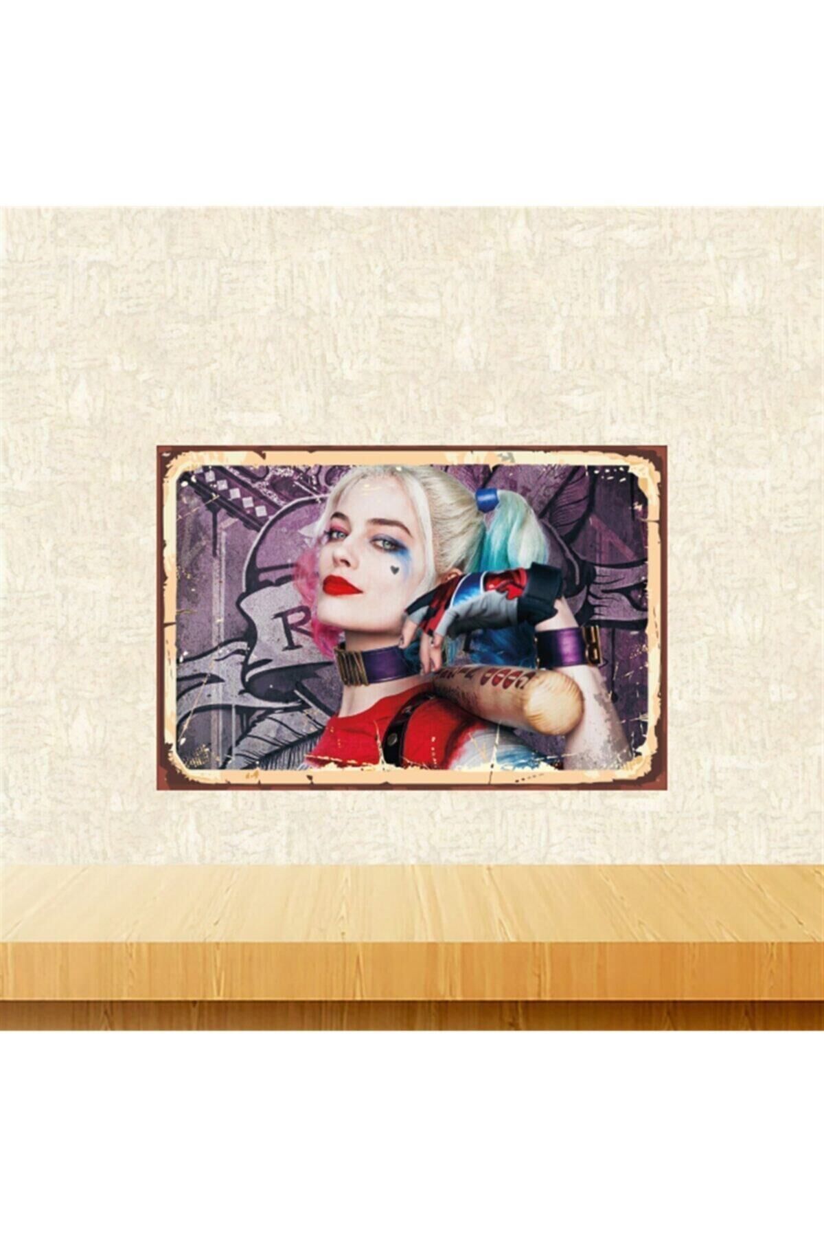 Harley Quinn 20-30 Cm Retro Ahşap Tablo Tkfx5597