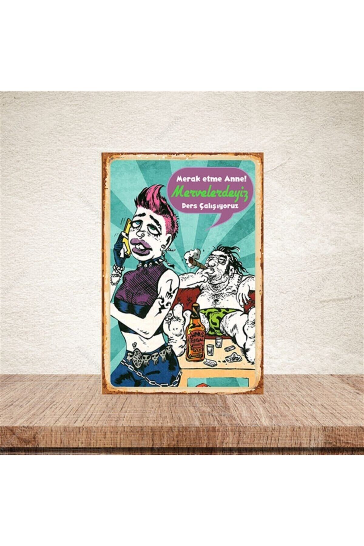 Merak Etme Anne Mervelerdeyiz 20-30 Cm Retro Ahşap Poster