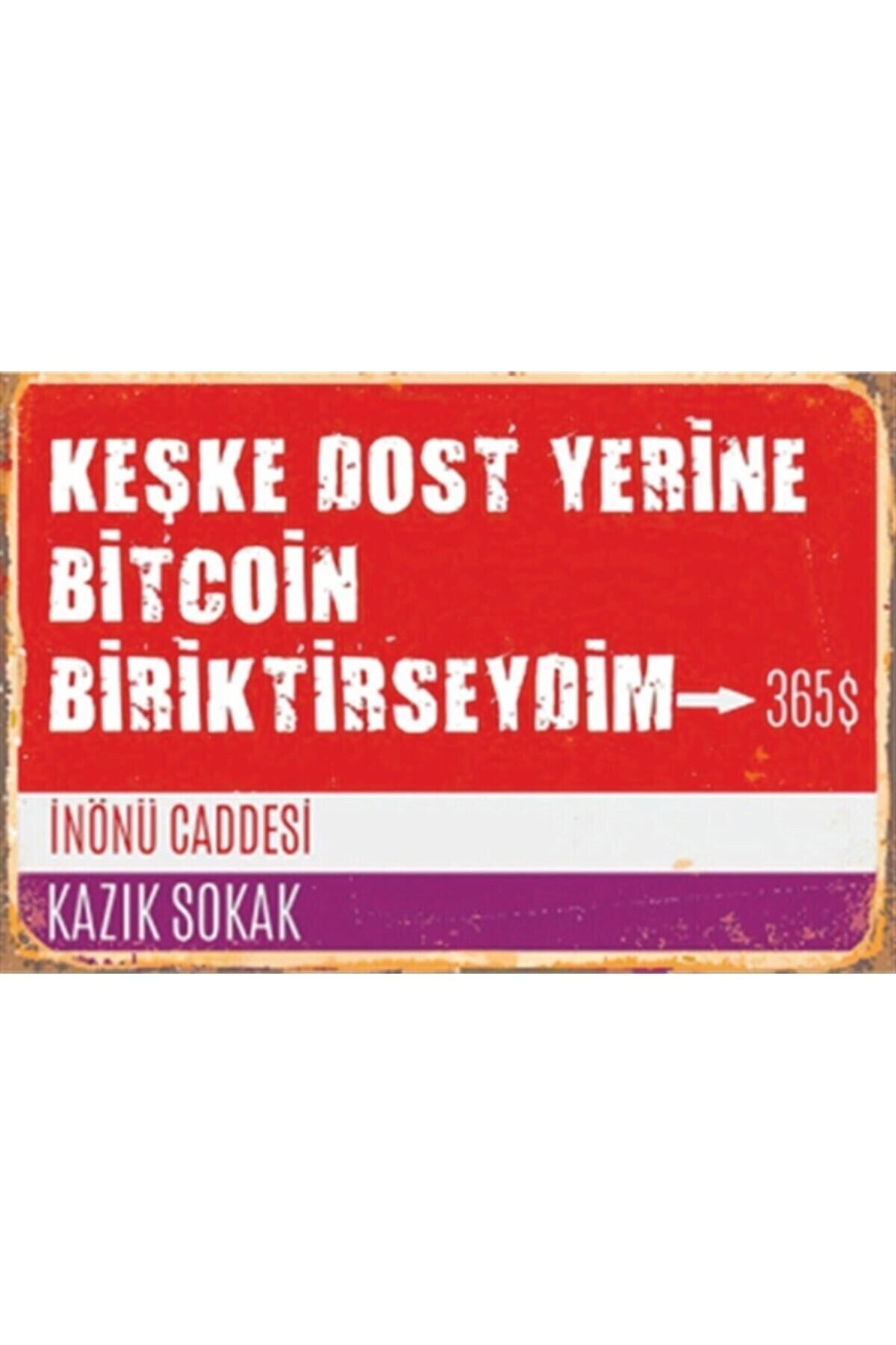 Dost Yerine Bitcoin Biriktirseydim Sokak Tabelası Retro Ahşap Poster