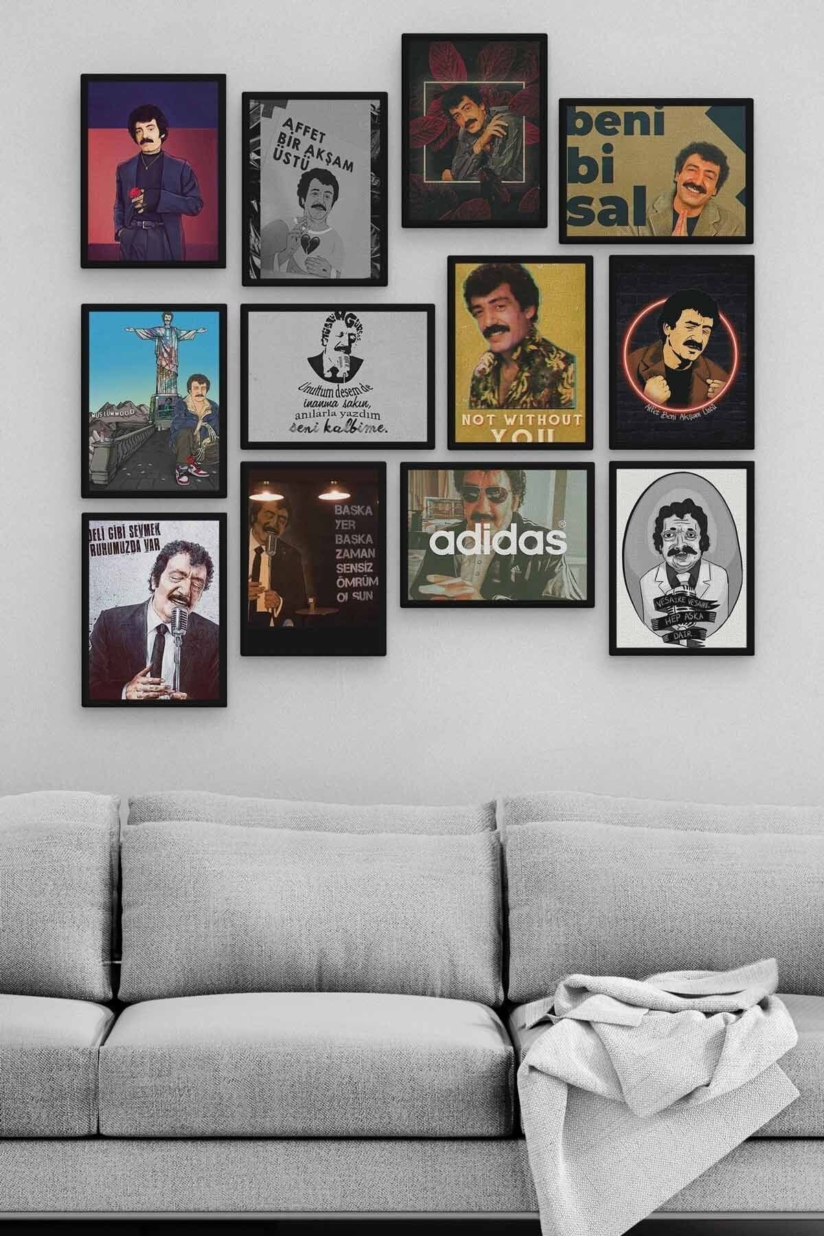 Müslüm Gürses 12 Parça Ahşap Mdf Tablo Zlltb428