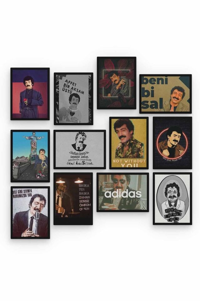 Müslüm Gürses 12 Parça Ahşap Mdf Tablo Zlltb428