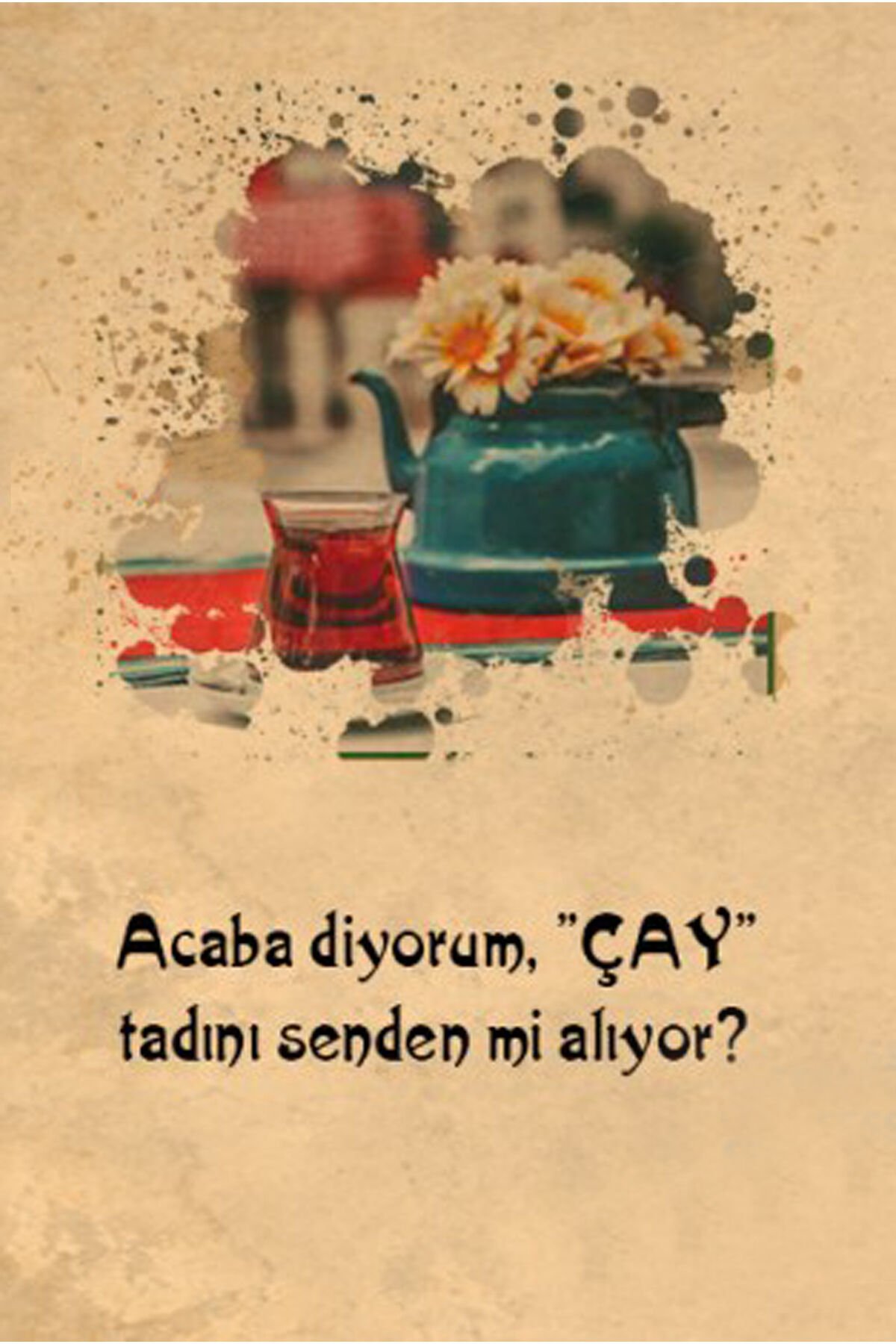 Çay ve Kahve Tasarımlı Ahşap Poster