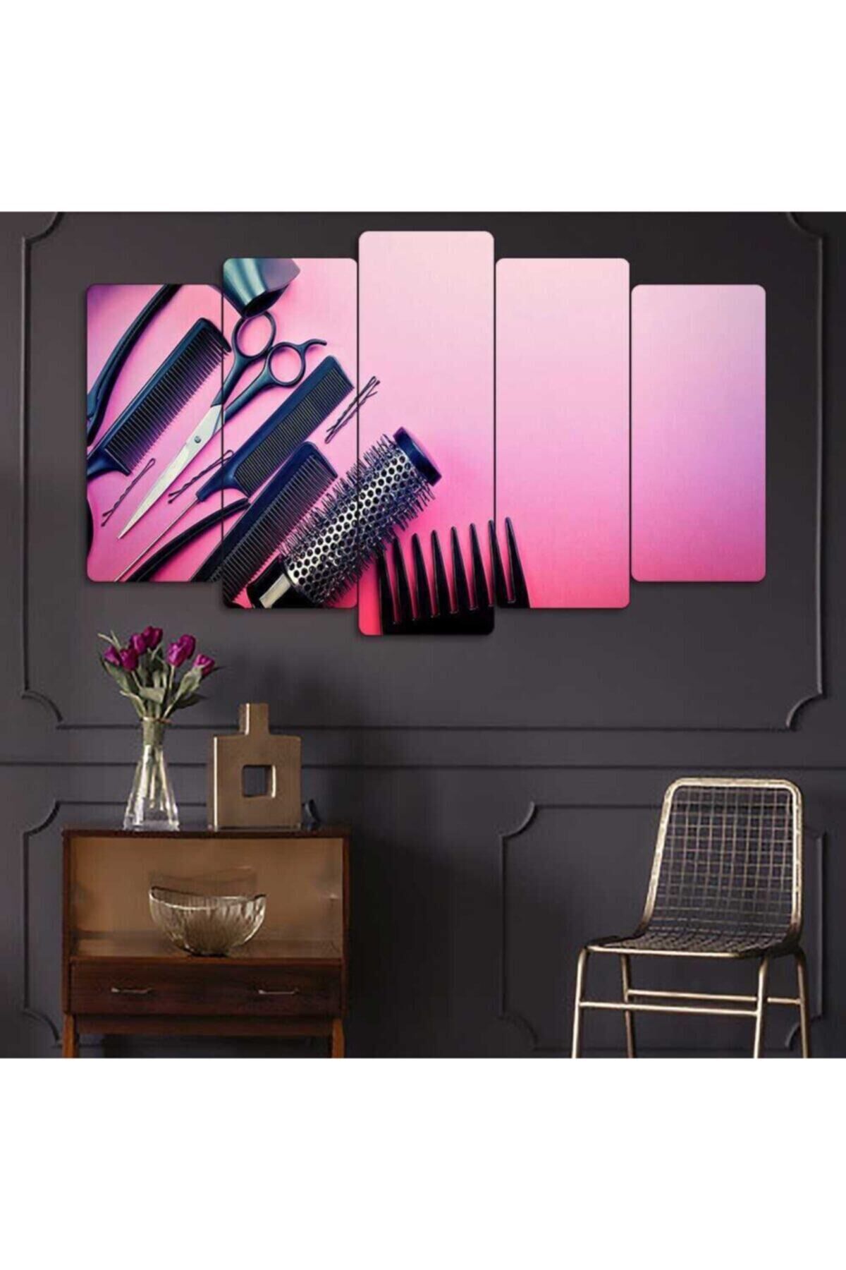 Kuaför, Makas, Tarak - 5 Parçalı Tablo