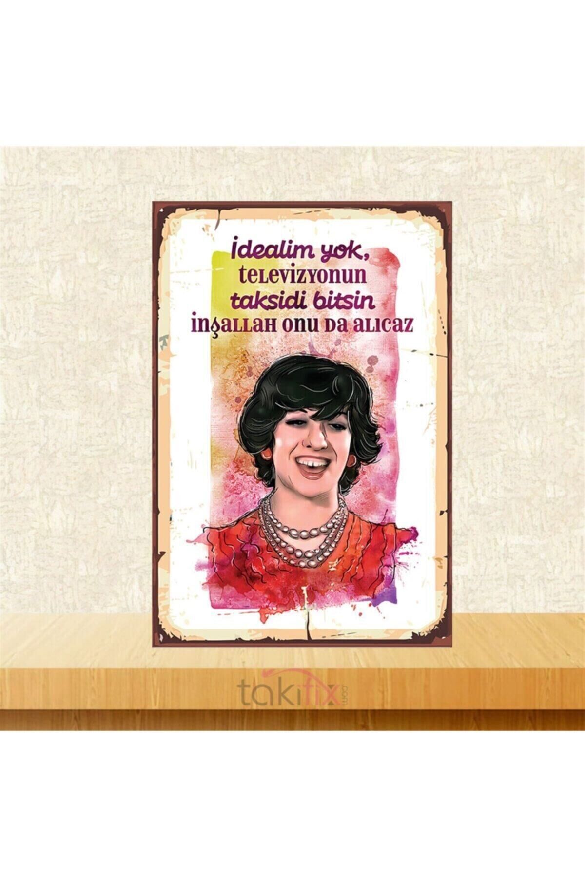 Idealim Yok Ayşen Gruda 20-30 cm Retro Ahşap Poster