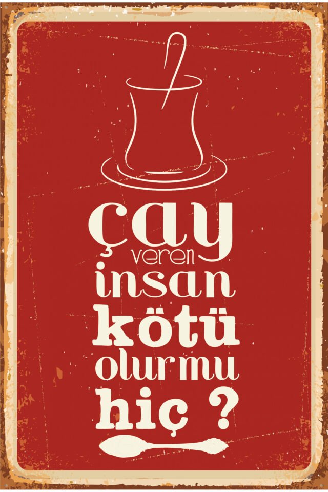 Çay Figürlü 2'li Retro Ahşap Poster Set (20x30cm)
