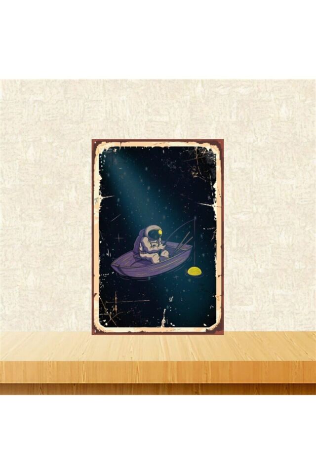 Astronot 20-30 Cm Retro Ahşap Tablo Tkfx4683