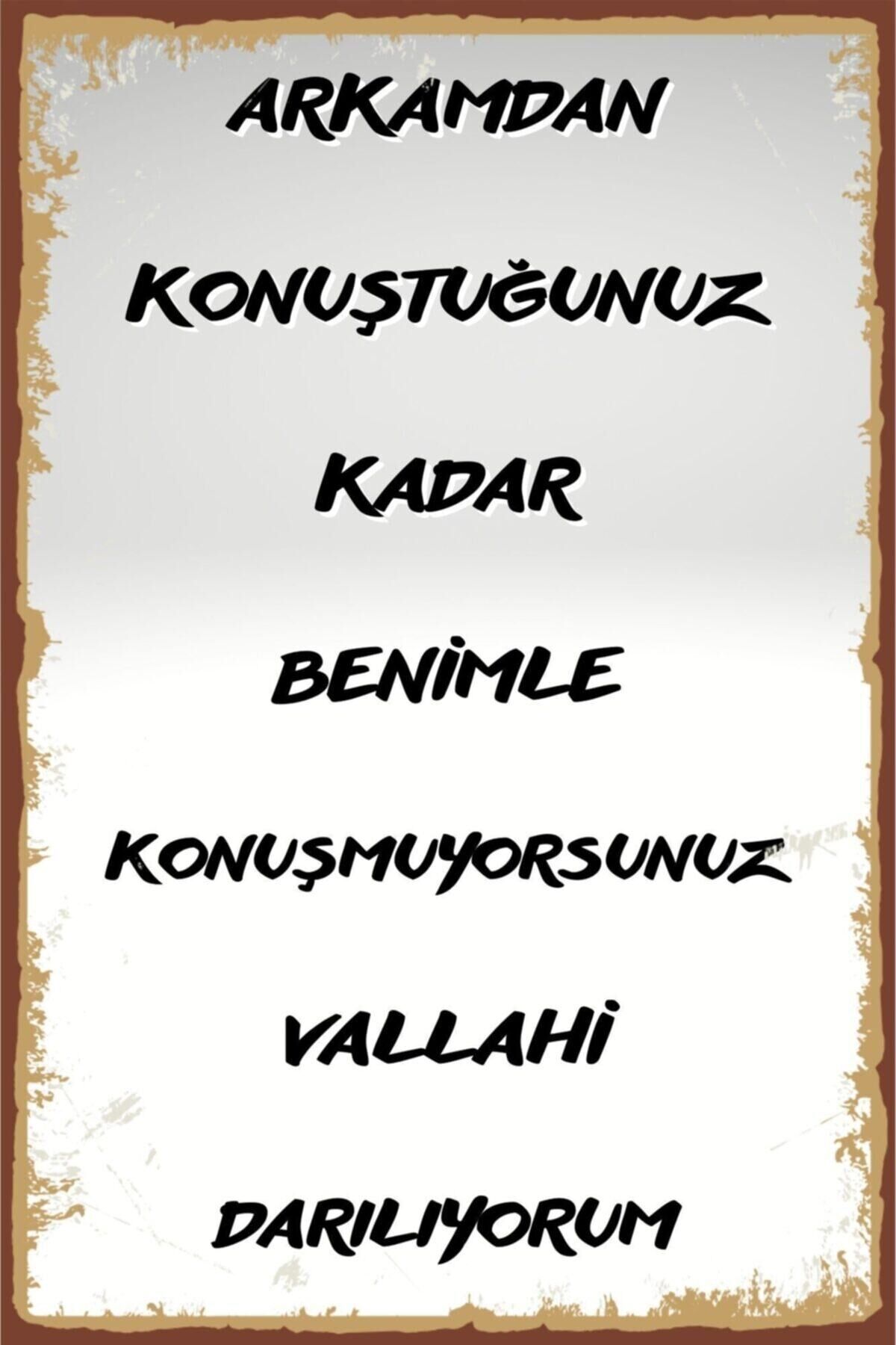 Duvar Yazıları Vallahi Darılıyorum Retro Ahşap Poster