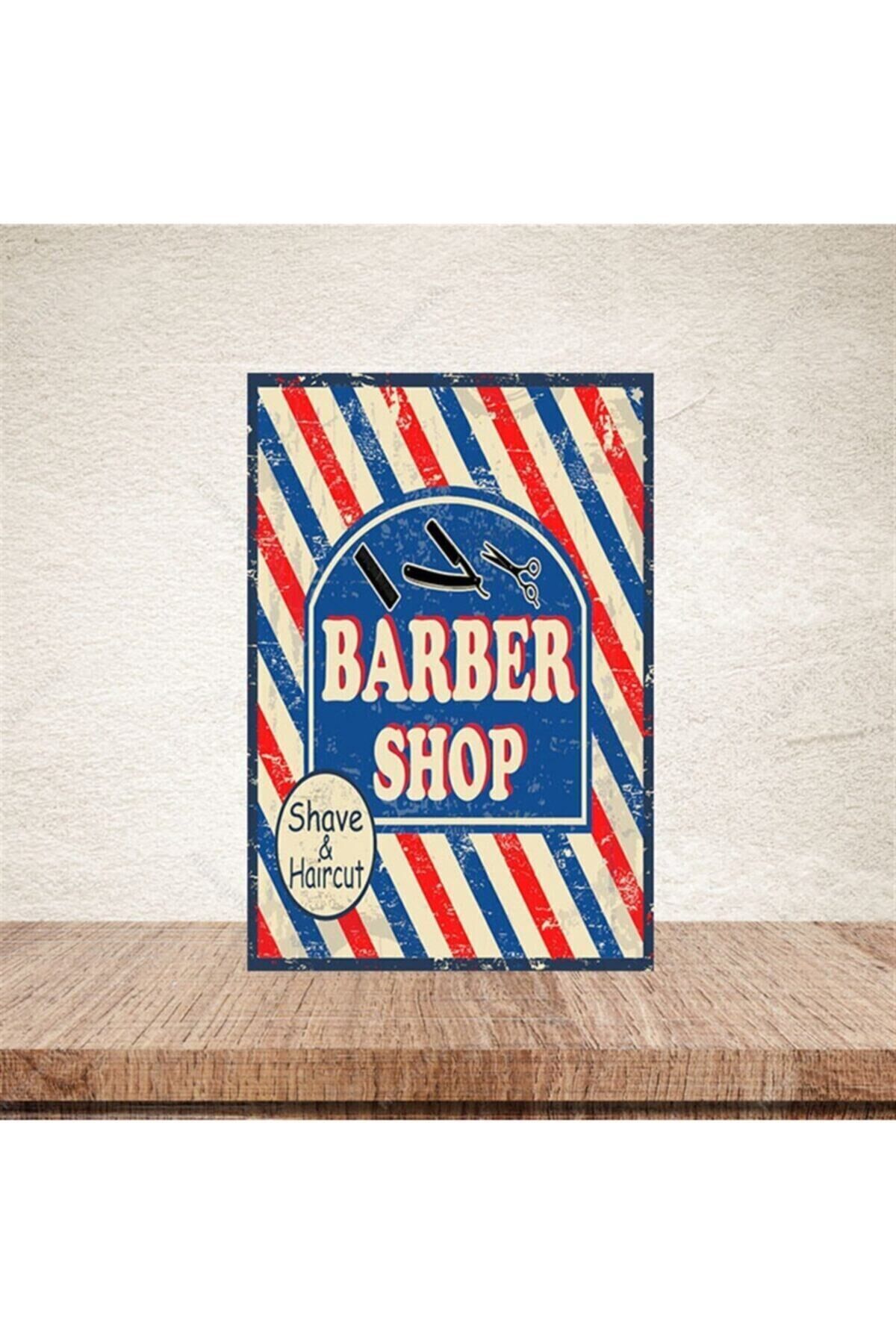 Barber Shop 20-30 Cm Retro Ahşap Poster