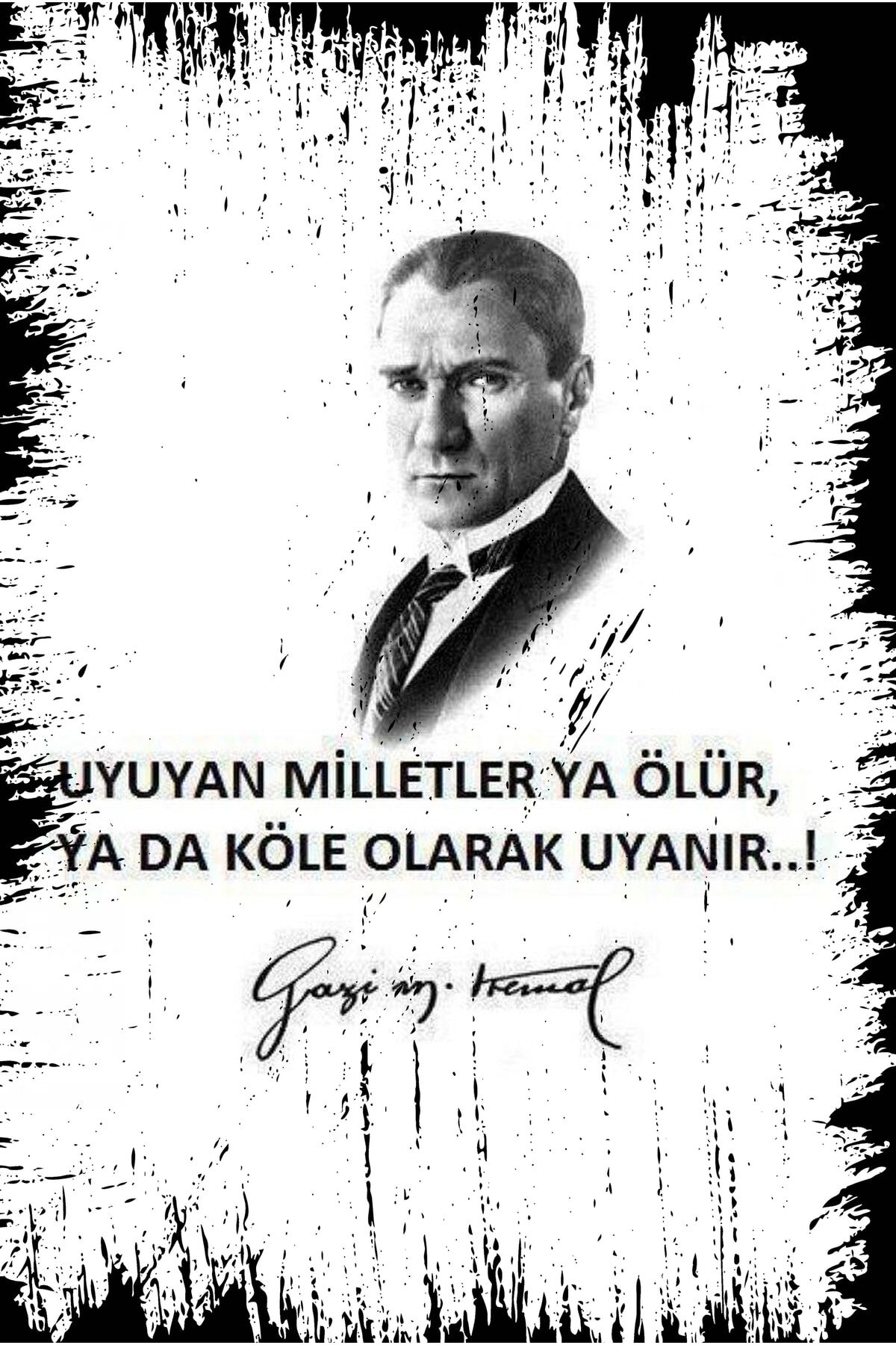Atatürk Uyuyan Milletler Ya Ölür Ya Da Köle Olarak Uyanır Retro Ahşap Duvar Poster 20x30