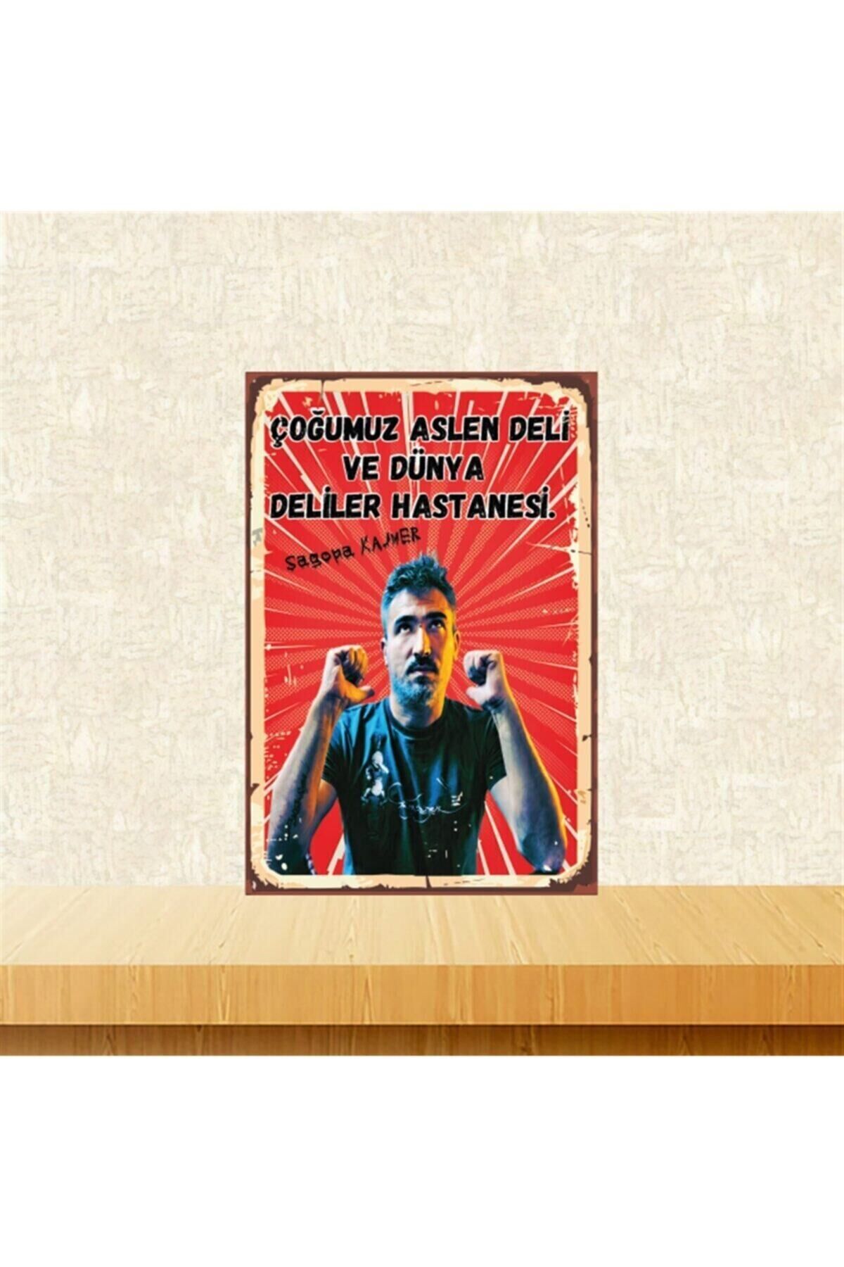 Sagopa Kajmer Çoğumuz Aslen Deli 20-30 Cm Retro Ahşap Tablo Tkfx4535